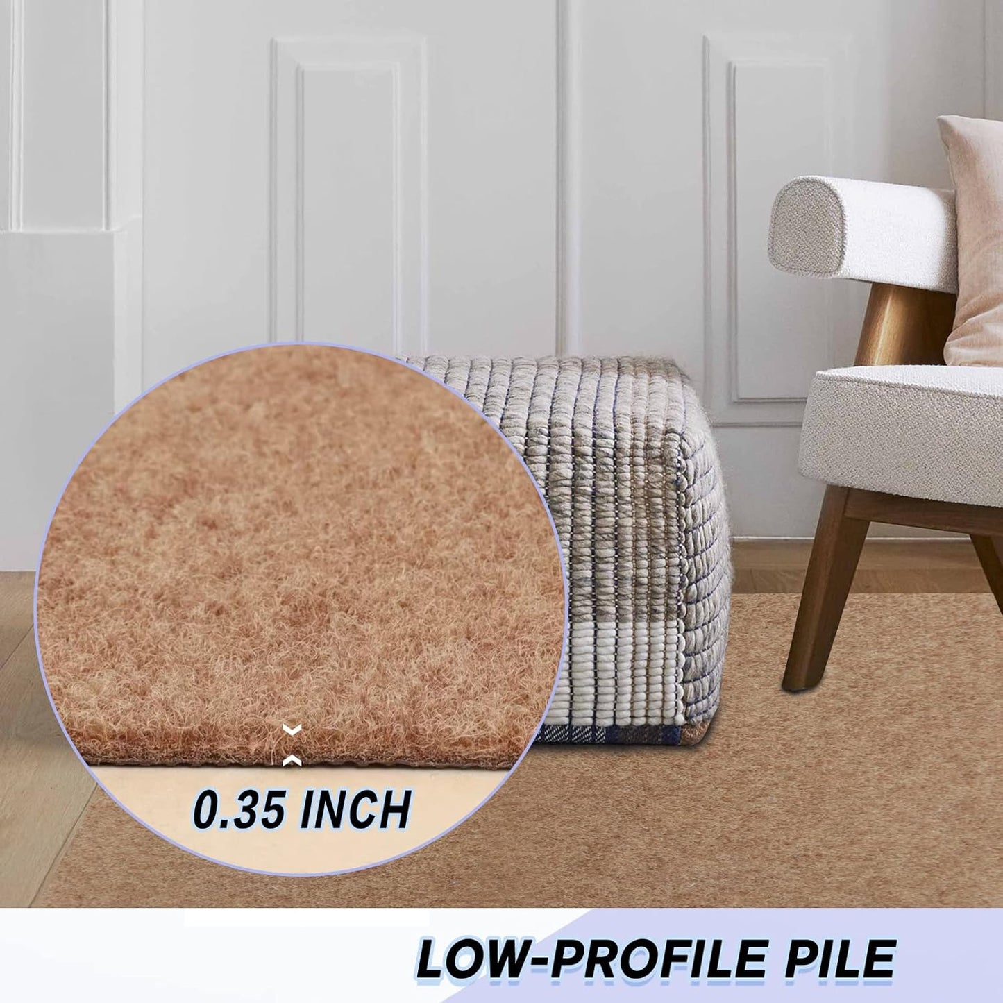 Custom Size Backed Non-Slip Area Rugs Runner, Easy Clean, Waterproof Runner Rugs for Hallway Entryway, Kitchen, Laundry, 2FT x 78FT, Beige