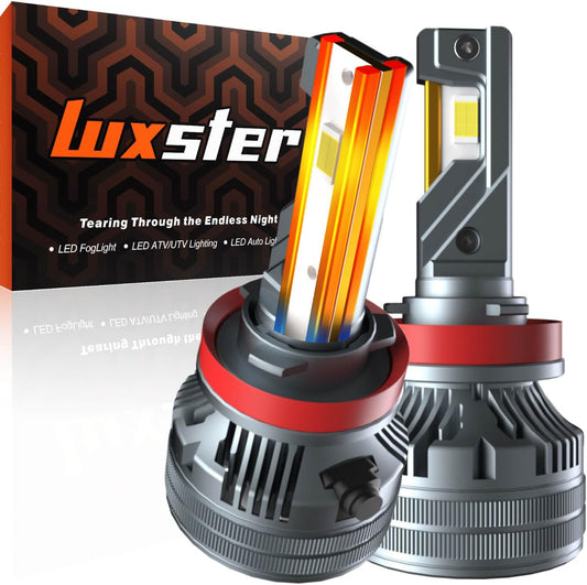 LUXSTER Punisher H11 H9 LED Bulbs, H8 H16 Foglight, 40000LM Ultra Bright, Triple Copper Pipes Cooling Tech(Unique), Plug-N-Play Installation, 6000K Pure White, IP68 Waterproof, Pack of 2