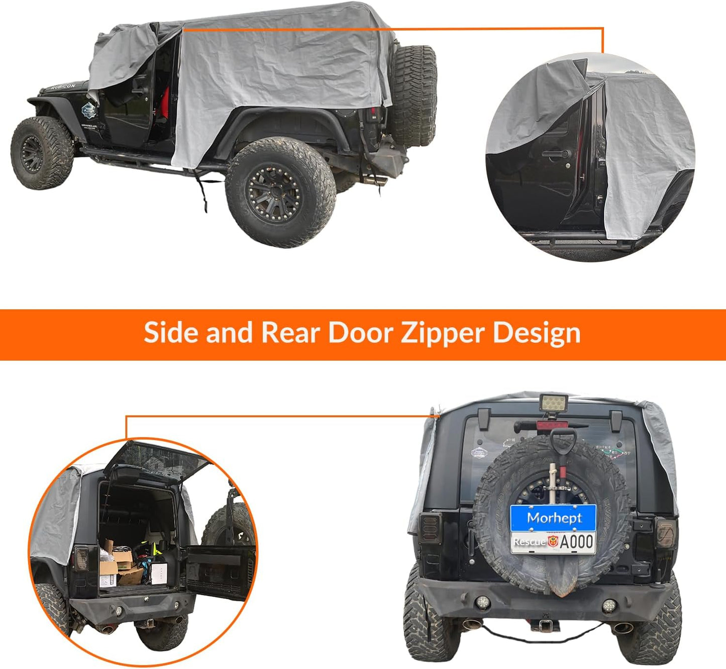 Cab Cover for Jeep Wrangler JK JL 2 Door 2007-2025, Waterproof Wrangler Rain Cover with Driver Door Zipper Soft Inner Liner All Weather Snow Rain UV Protection