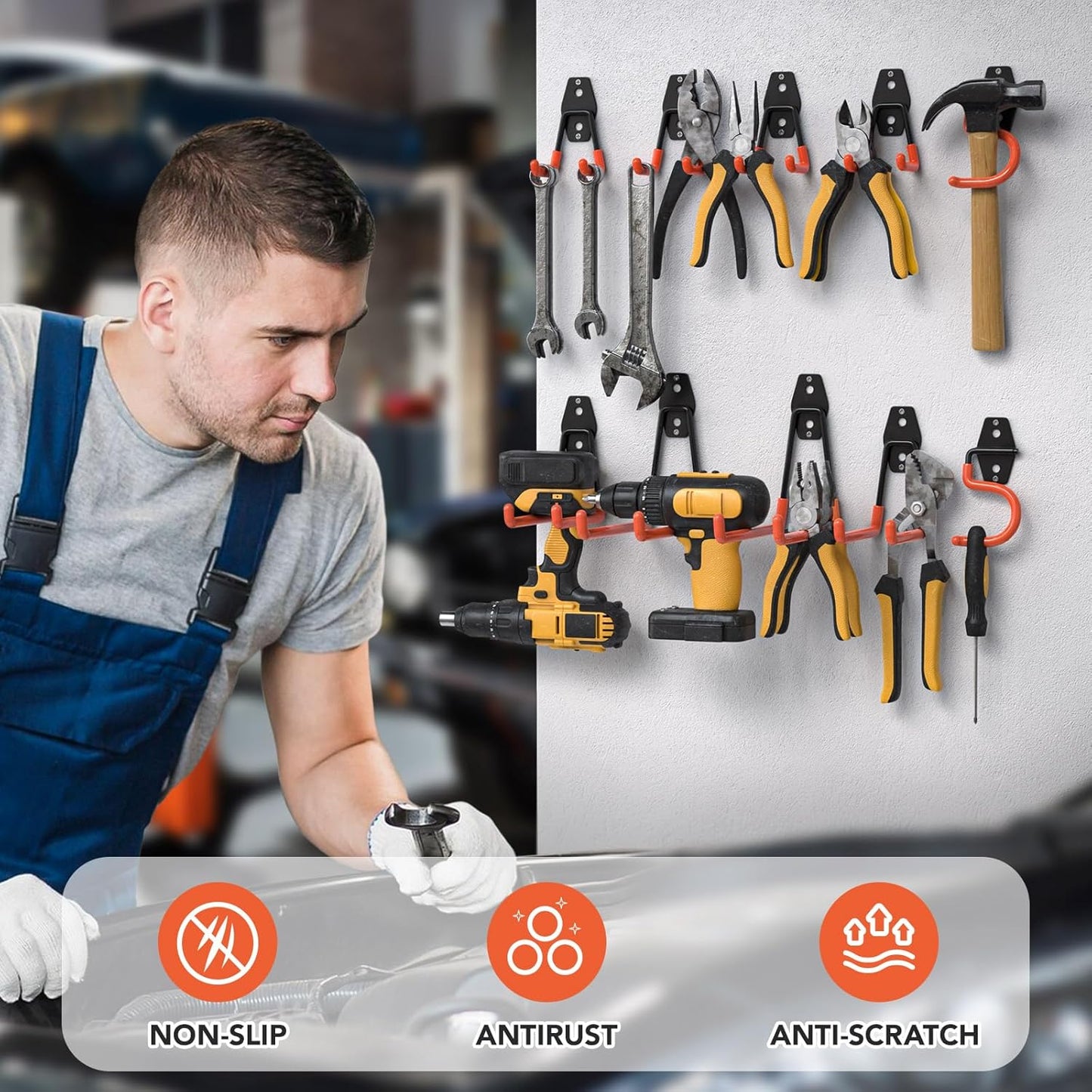 30 Pack Garage Hooks with Anti-Slip Coating,Heavy Duty Wall Mount Storage Hooks for Hanging Bike,Hose,Ladder,Yard,Garden Tools