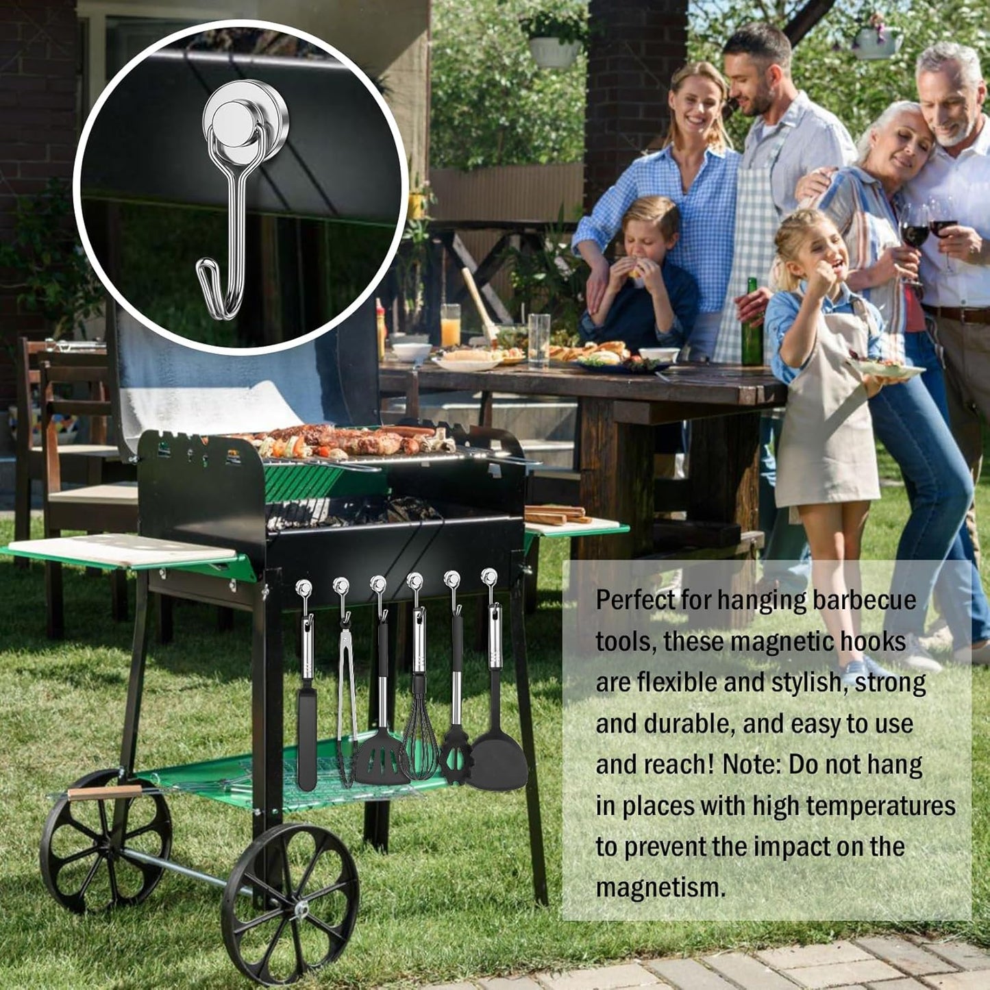 FINDMAG Magnetic Hooks, 30lbs+ Strong Magnetic Hooks for Refrigerator, 2025 Cruise Ship Essentials, Magnet Hooks Heavy Duty for Kitchen, Home, Classroom, Whiteboard, Beach Vacation (6 Pack, Silver)