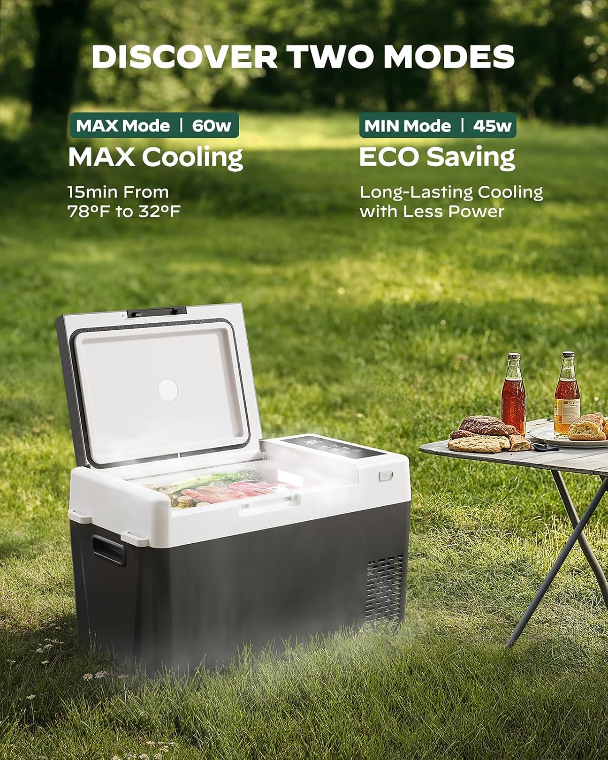 Marsail 12V Car Fridge 25QT Portable Freezer -4°F to 68°F, Compressor Cooler for Camping Travel Truck RV Home, Efficient Cooling & ECO Mode, Black