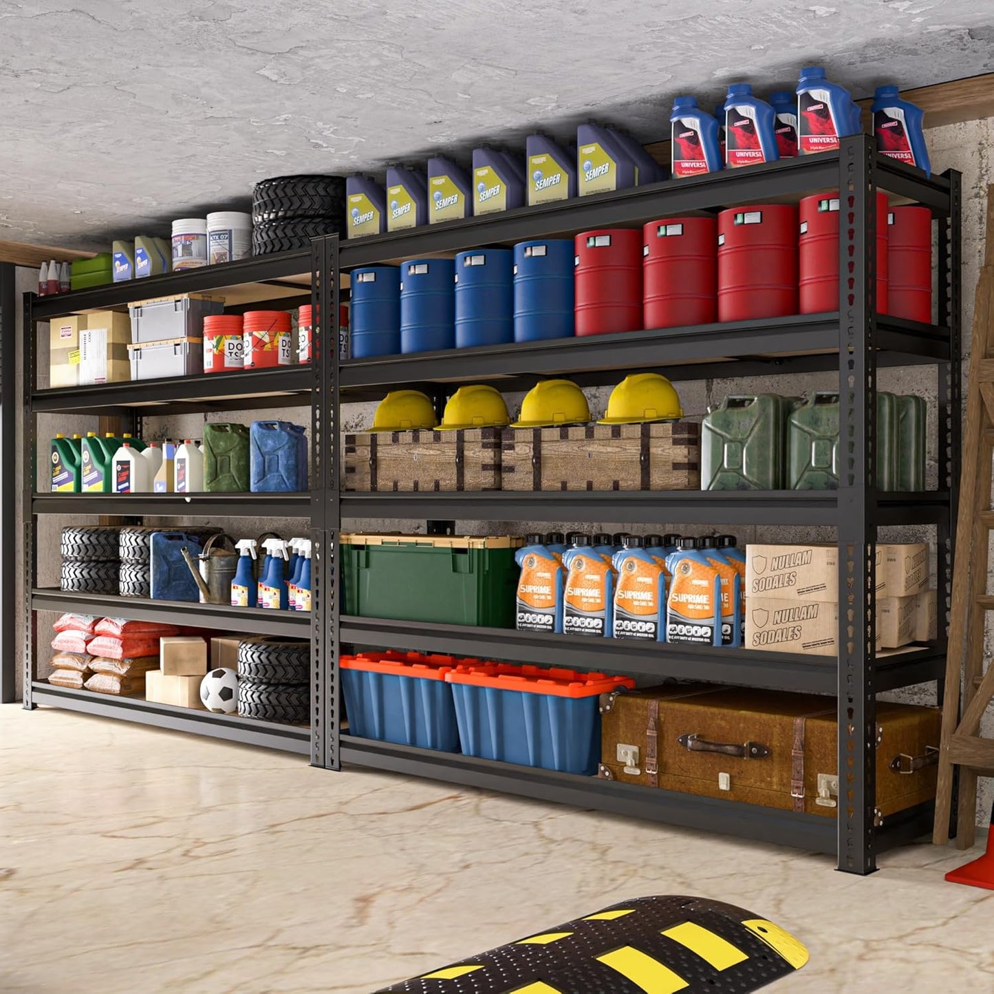 MUPATER 47.83" W x 23.82" D x 72.05" H Metal Storage Shelf, 5 Tier Adjustable Garage Shelving Unit, Standing Utility Rack for Warehouse Kitchen