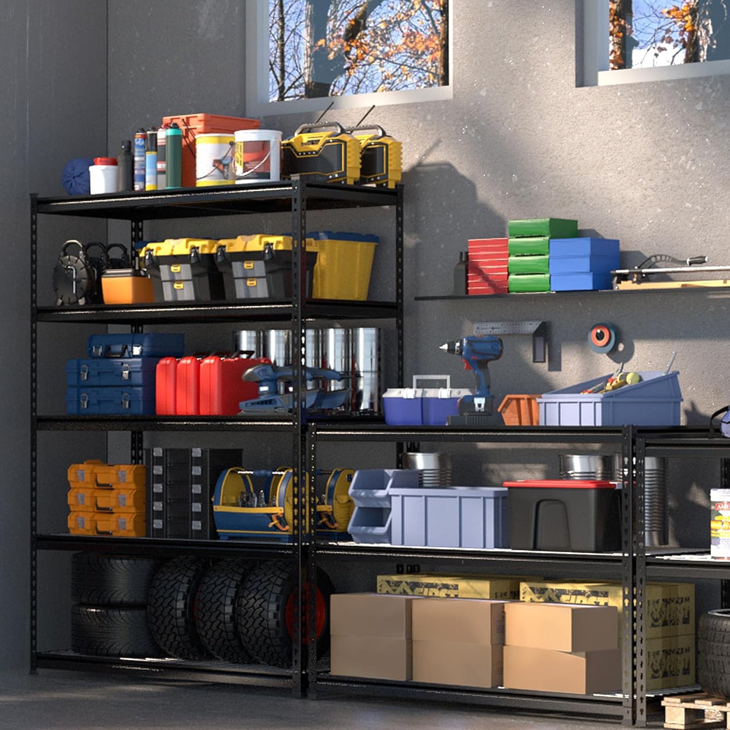 WORKPRO 4000 lbs 5-Tier Metal Shelving Unit, 72”H x 48”W x 24”D, Heavy Duty Adjustable Storage Rack, for Garage, Basement, Warehouse, Workshop