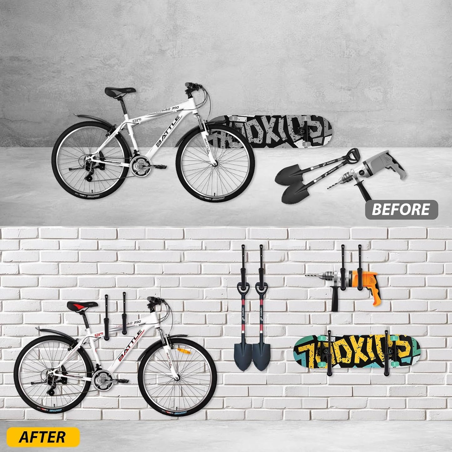 6 PCS 15 Inch Garage Hooks Heavy Duty Kayak Storage Hooks Hanger Black Kayak Storage Rack Ladder Hooks for Garage Wall Mount Garage Wall Hooks for Canoe Paddle Board, Ladder, Hose, Bicycle