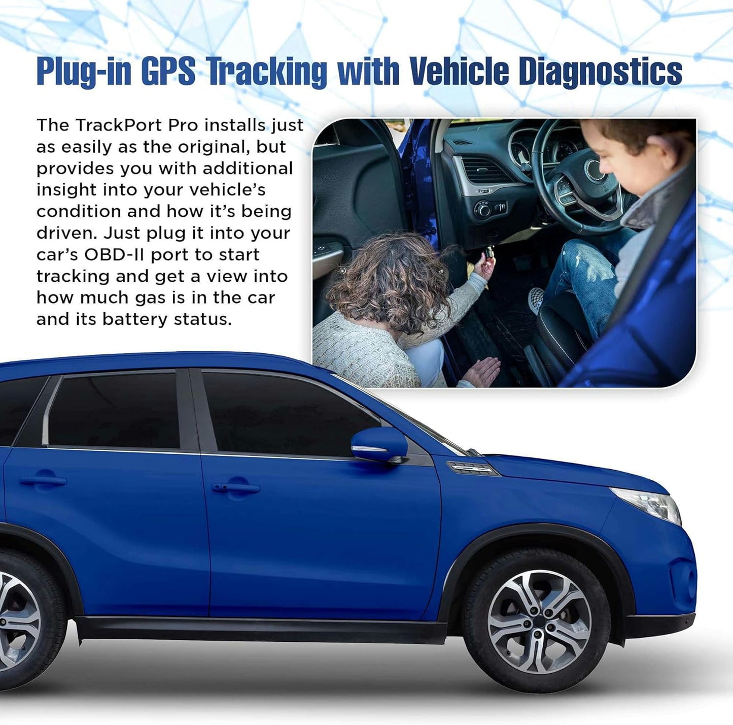 Brickhouse Security TrackPort Pro - Diagnostic GPS Tracker for Vehicles, Car Location, Speed, Battery Health, Mileage, Vehicle Diagnostic Data Report - Plugs into OBD Port - Subscription Required