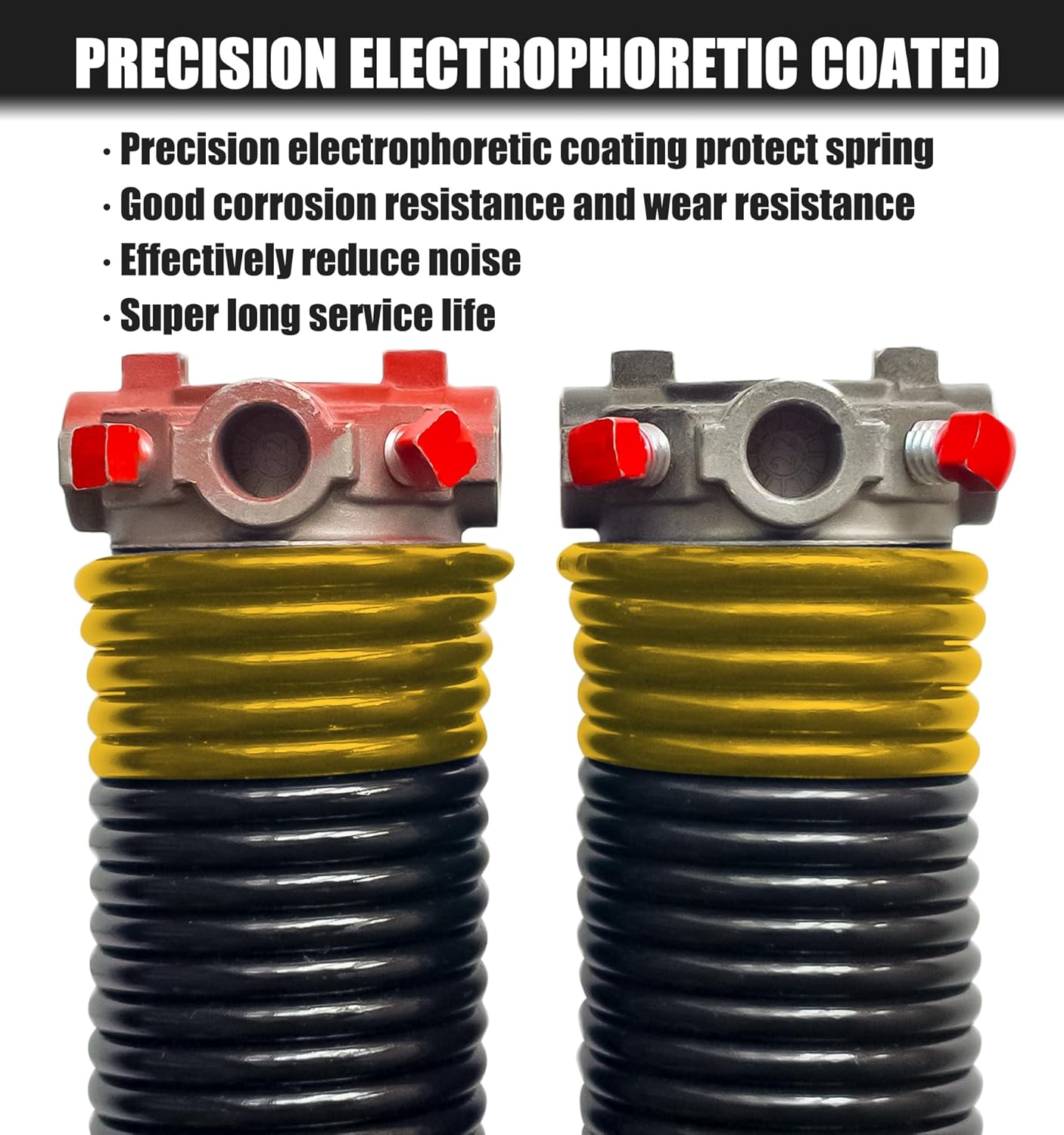 Garage Door Torsion Springs Set, Pair of 2" ID Electrophoresis Coated Garage Door Spring Replacement with 2 Non-Slip Winding Bars and Bearing, Minimum 18000 Cycles (.250x2x36)