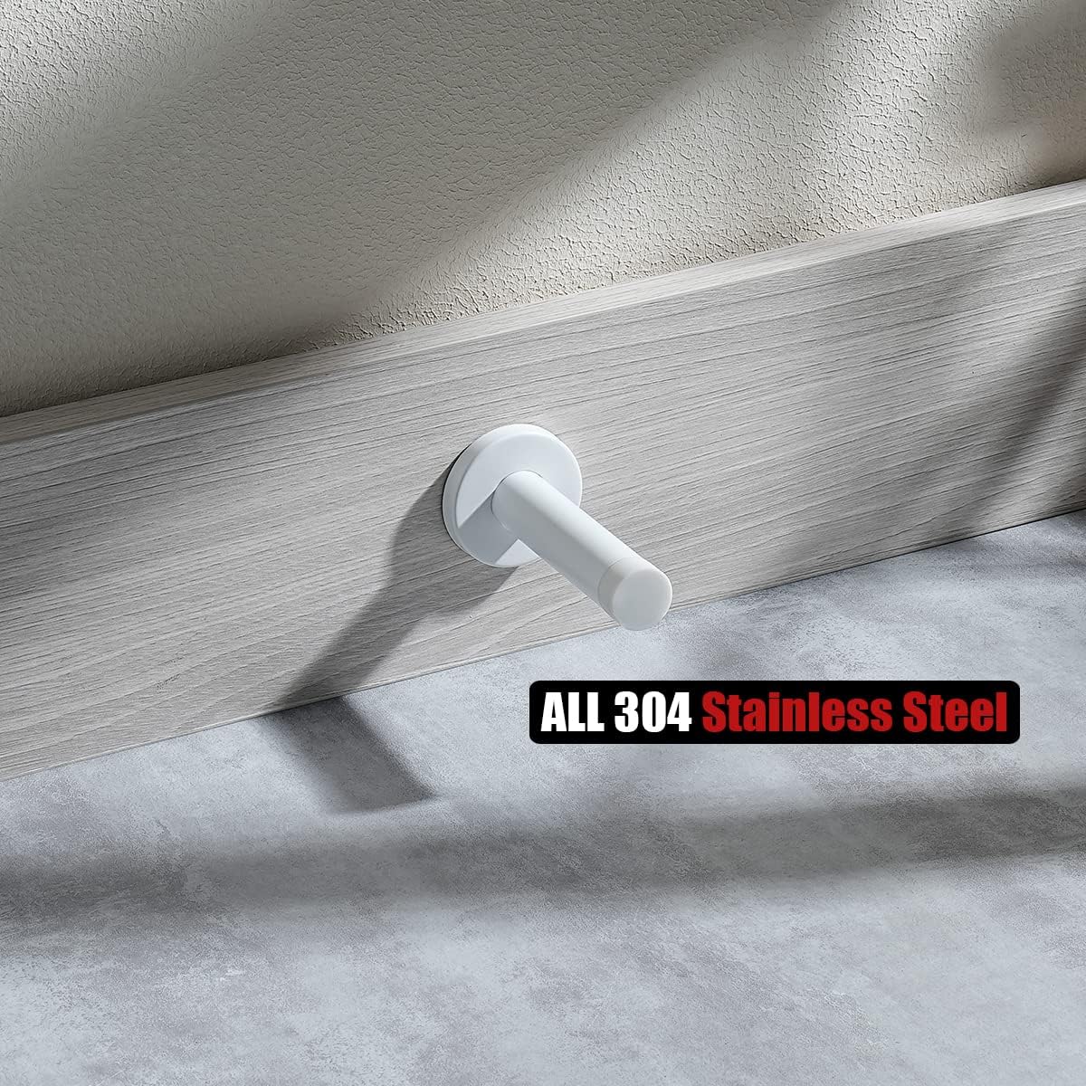 JQK Door Stopper White, 304 Stainless Steel Thicken 1mm Sound Dampening Door Stop Bumper Wall Protetor, DSB5-WH