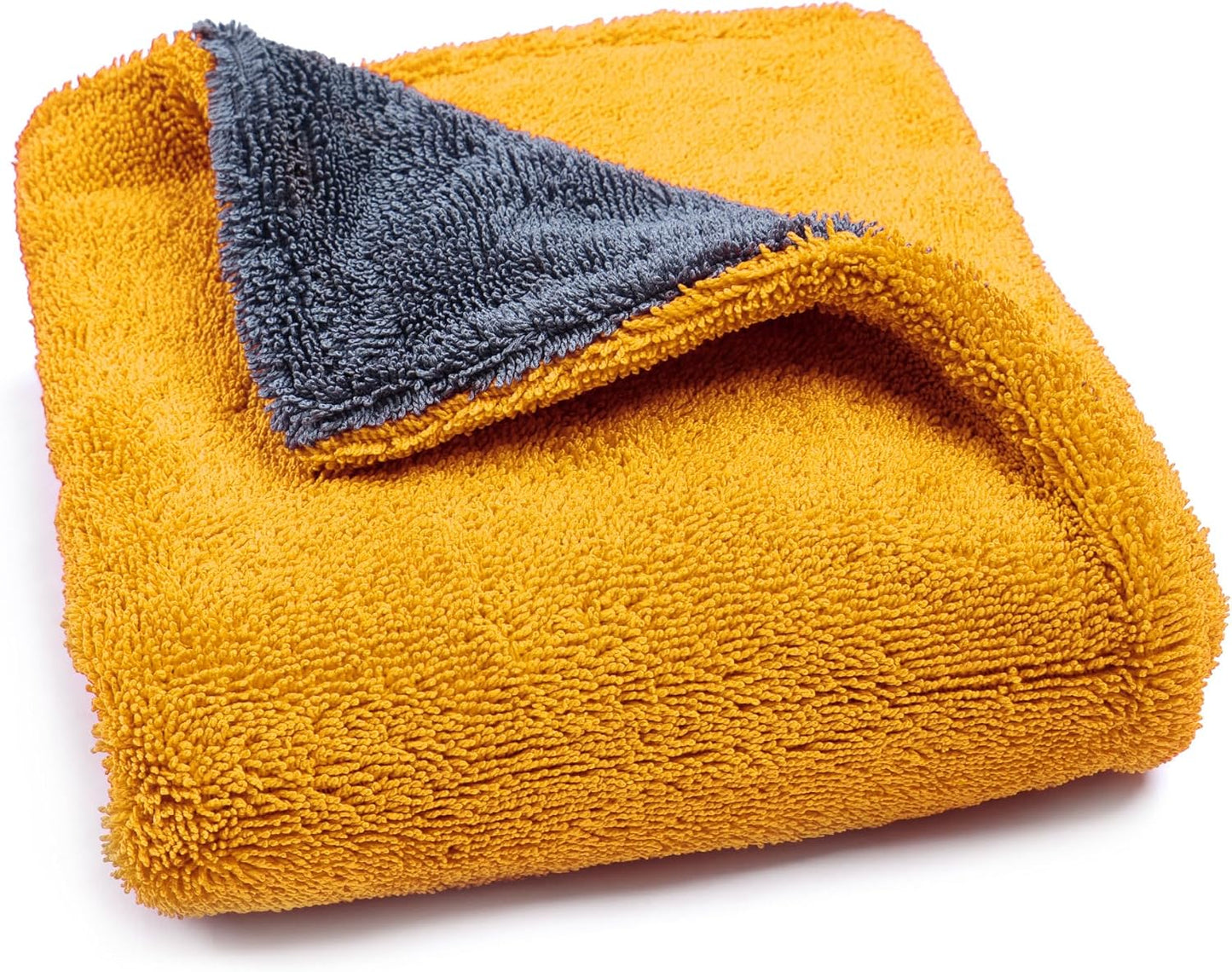 LIVOS Car Drying Towel, Premium Microfiber Towels for Cars, 1000GSM, Edgeless Twisted Loop Design, No Streaks, Scratches, or Water Spot, Absorbent Wash Towel, 18" x 24" (Yellow&Grey)