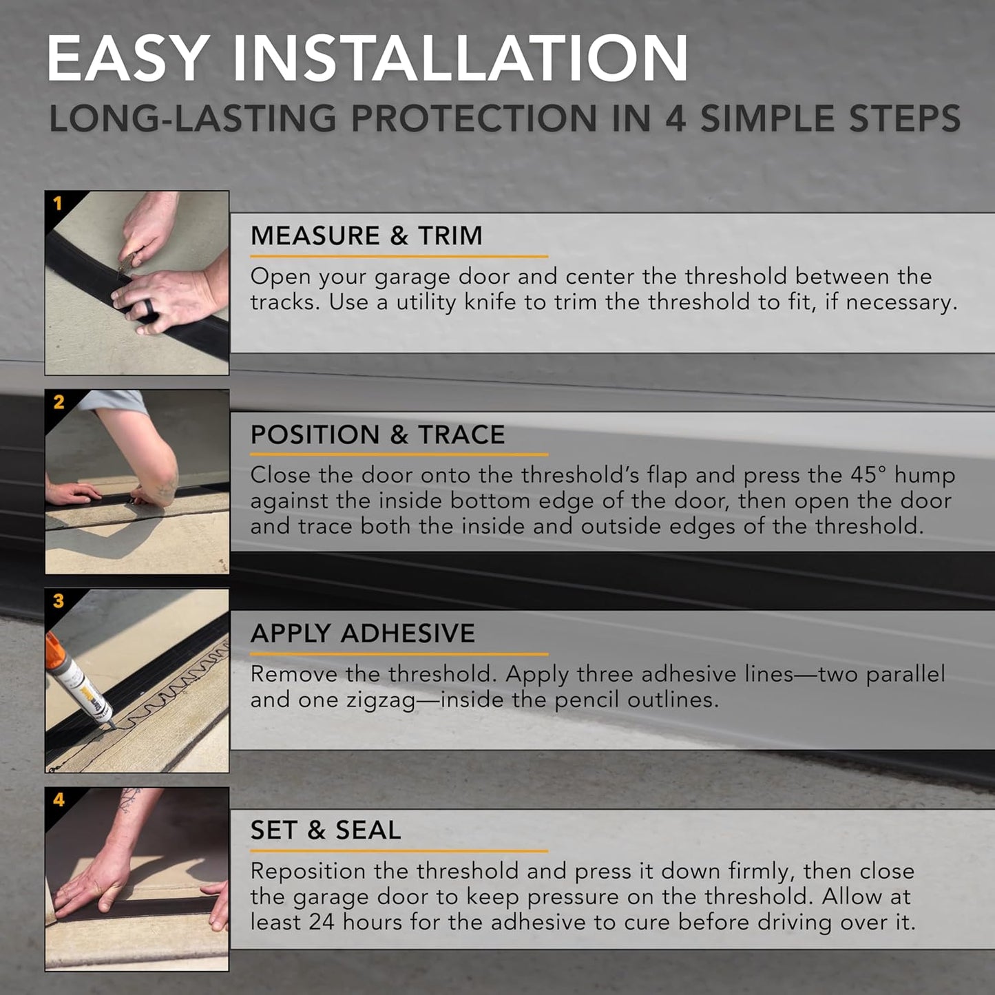 Storm Shield® 16’ Garage Door Seal Threshold Strip - Durable PVC Rubber Seal Strip - Flame Resistant, Weatherproofing Garage Door Installation - Epoxy Adhesive - Made in The USA