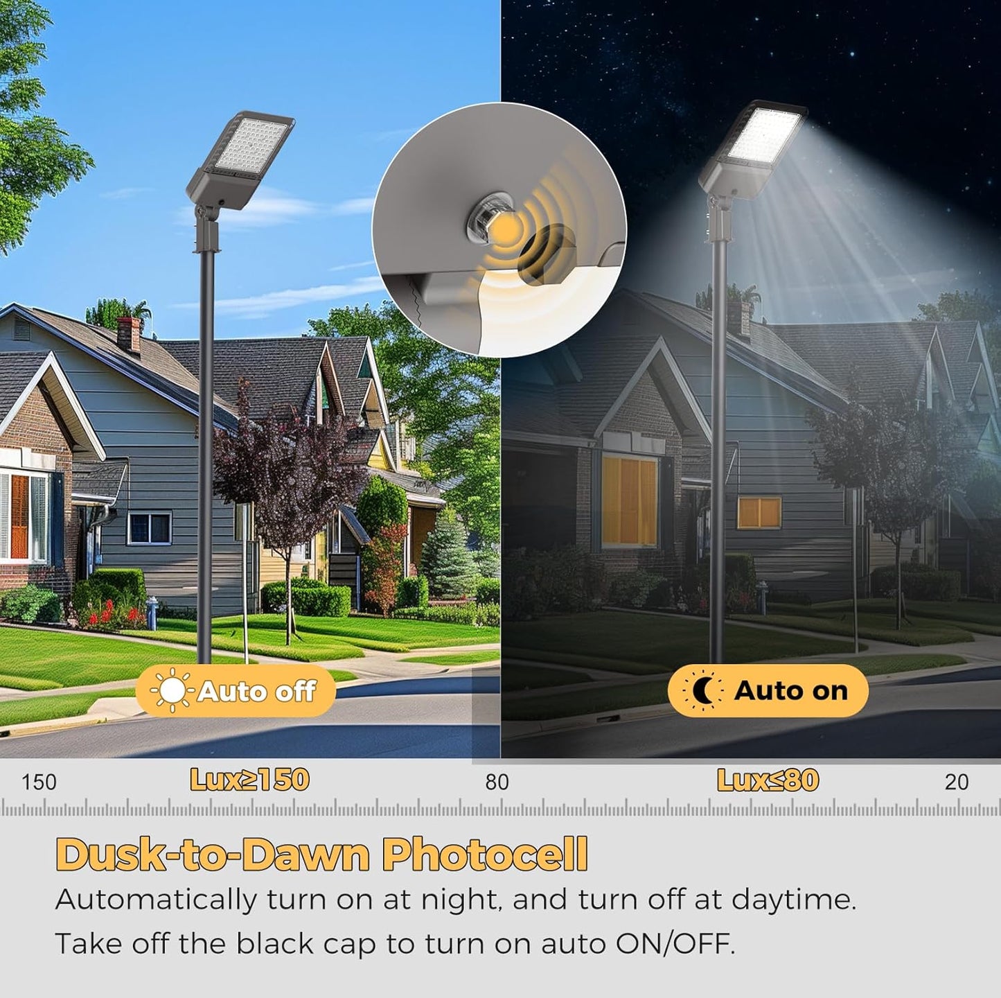 LED Parking lot Lights 180W Dusk to Dawn Photocell Street Lights 6000k Commercial Area Oudoor Lighting IP65 Waterproof for Driverway Yard Garage Warehouse 3 Pack with Wrench