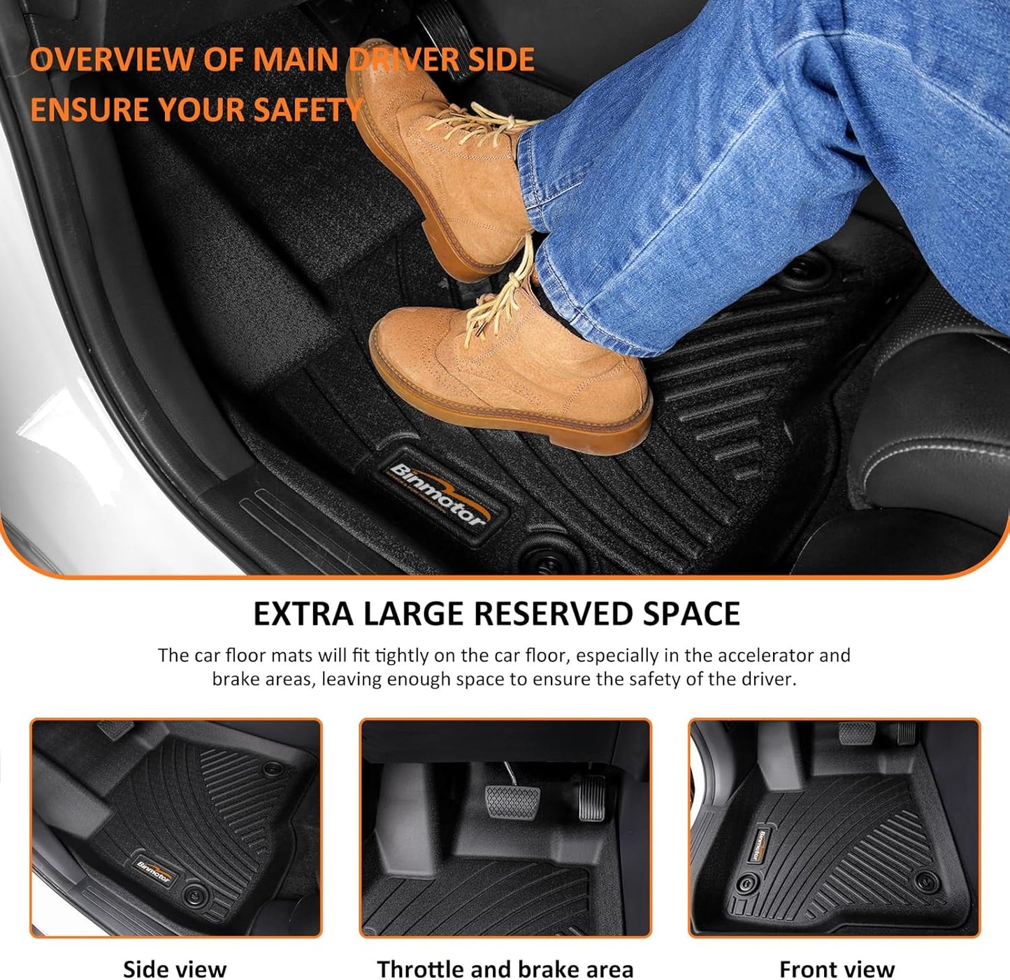 Binmotor-All Weather Floor Mats & Cargo Liner for Dodge Charger AWD 2011-2023/2011-2023 Chrysler 300 AWD, Heavy Duty Floor Liners, Charger Car Trunk Cargo Mat, Trunk Liner 3D Car Mats