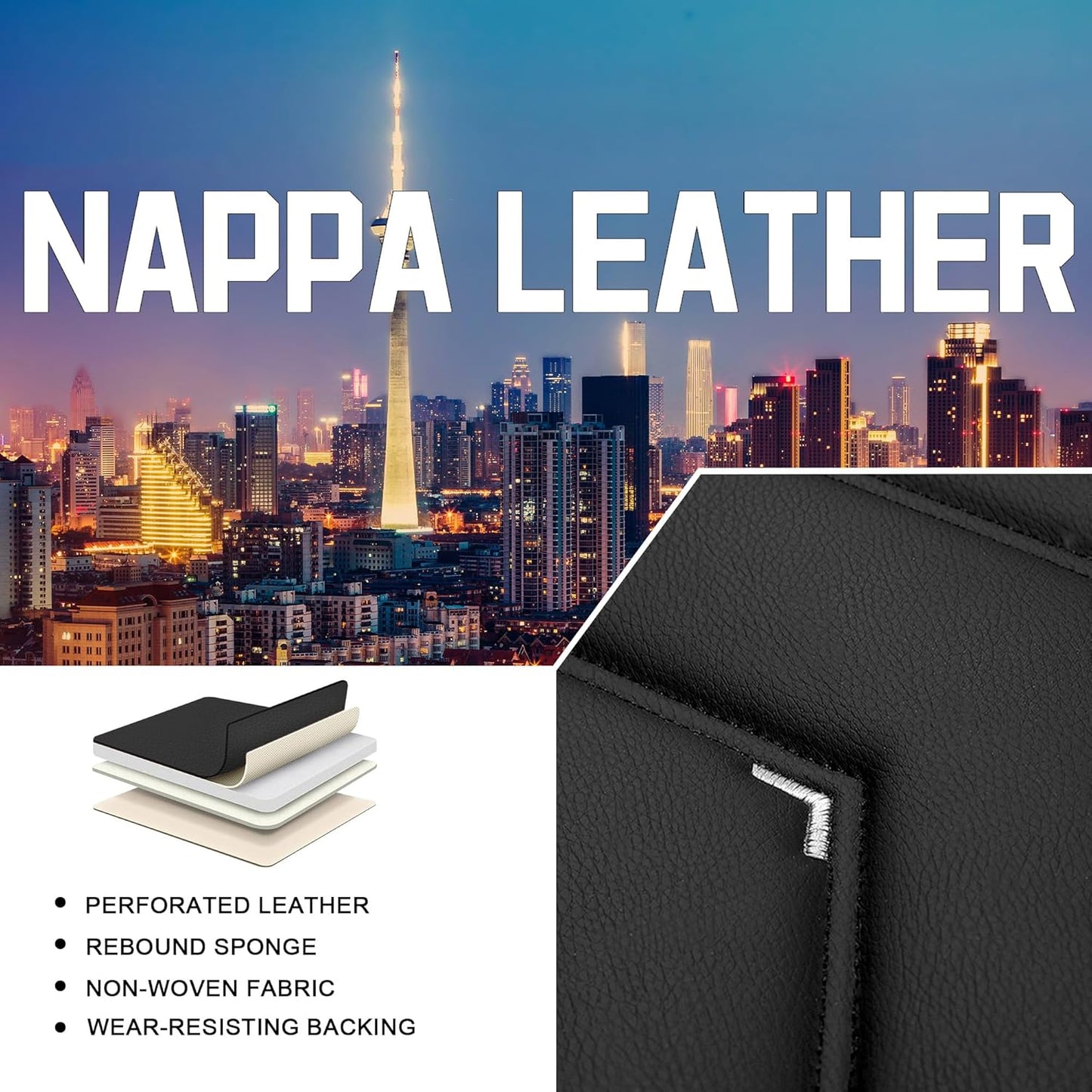 Car Seat Covers for Chrysler Pacifica 2004-2025, Stylish Sport Seat Cover, Premium Nappa Leather Car Seat Cover. Automobile Seat Covers Sets.(Standard 2 Seats/Black White)