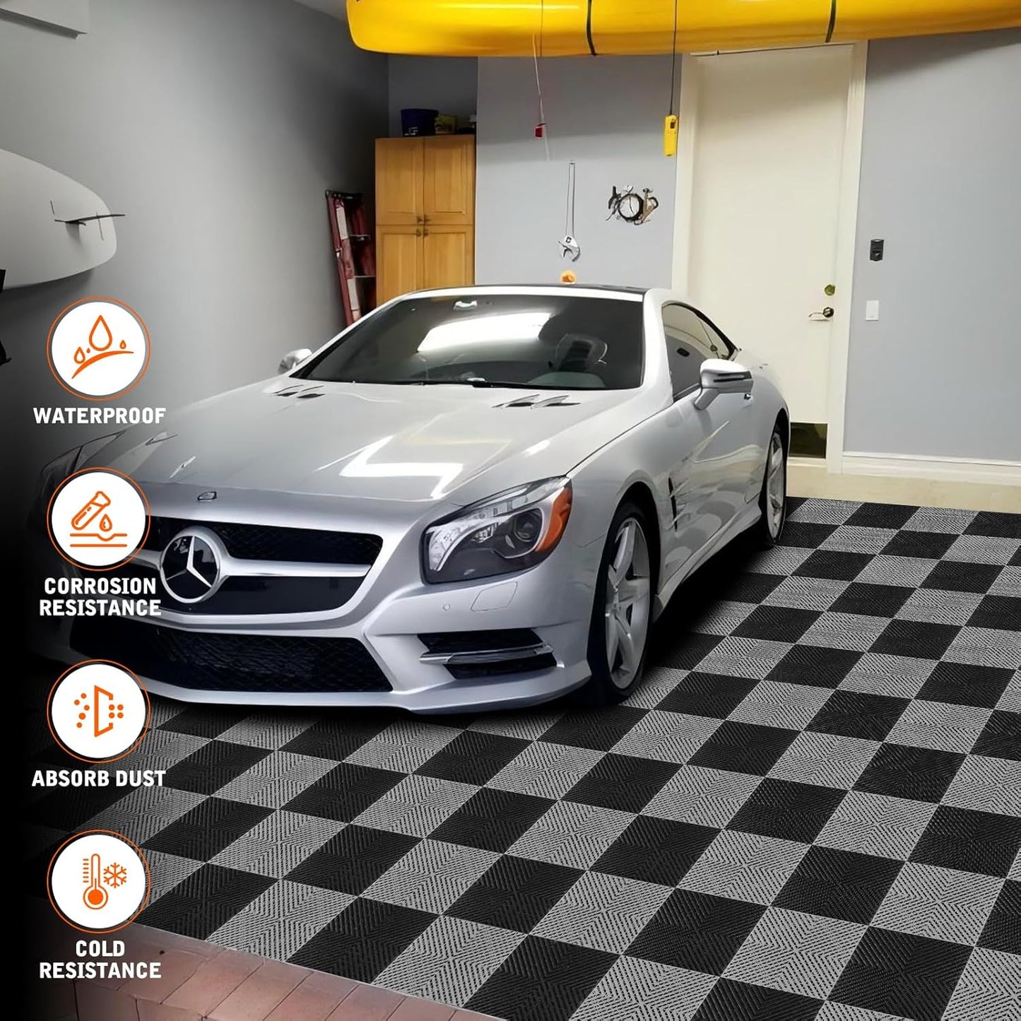 Interlocking Garage Floor Tiles - 0.79in,Vented, Self-Draining, Non-Slip Flooring, Modular, Virgin Polypropylene, Ideal for Garages, Patios, Basements, Decks -51.6 sq ft (Grey, 30PCS)