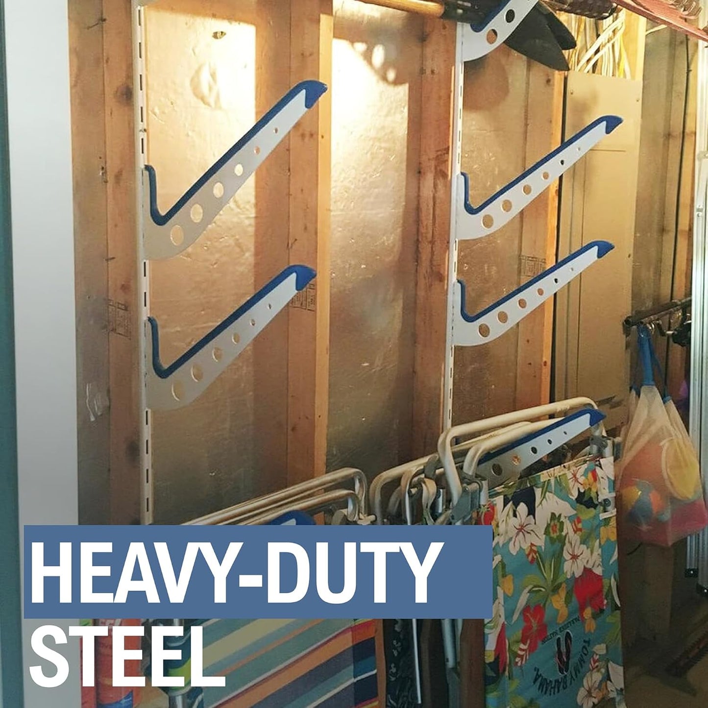 StoreYourBoard Beach Chair and Umbrella Wall Storage Rack, Metal Adjustable 4 Level Beach Gear Hanger, Garage and Home Organizer