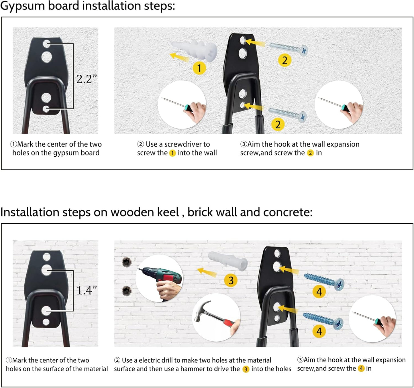 WMK 7.3'' Garage Hooks Heavy Duty Wall Hook, 6 Pack Garage Storage Hook, Wall Mount Utility Garage Hooks for Hanging Tools Bike Ladder (Orange)