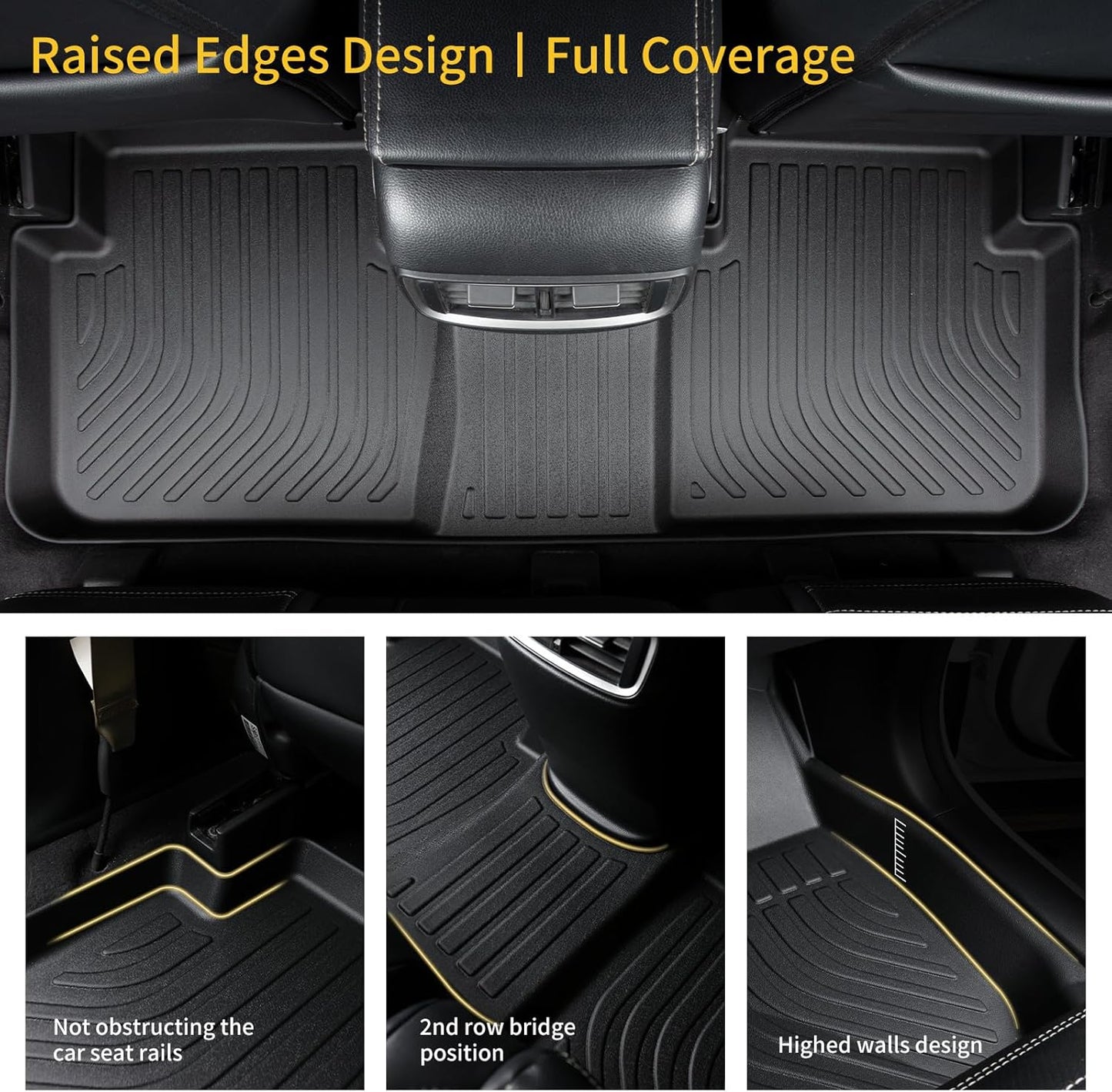 GINOWY-Floor Mats for Dodge Challenger RWD 2015-2023, TPE All Weather Challenger Car Floor Mats, Custom Fit Non-Slip Waterproof Challenger Automotive Floor Liners Accessories Black