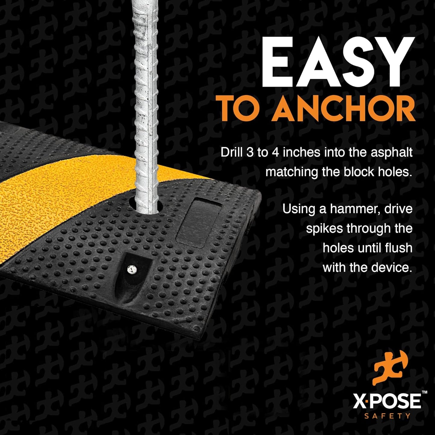 Heavy Duty Rebar Stakes 14" - 1/2" Diameter Threaded Galvanized Steel Spikes – 4 Pack Metal Ground Stakes for Speed Bumps & Wheel Stops – Support Estacas de Metal – Durable Asphalt Surface