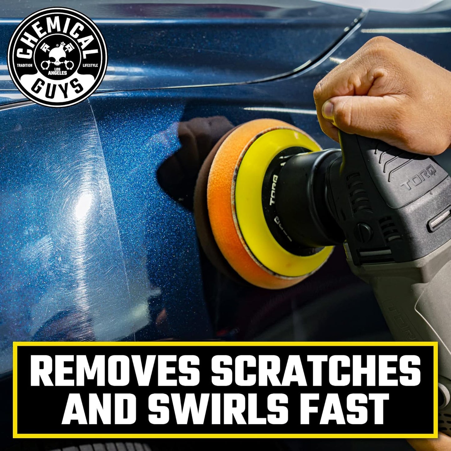 Chemical Guys BUF_209X TORQX Random Orbital Polisher, Complete Detailing Kit with Pads, Pad Cleaner & Conditioner, Towels (Safe for Cars, Trucks, SUVs, & More) 700W, Orbit 8mm - 12 Items