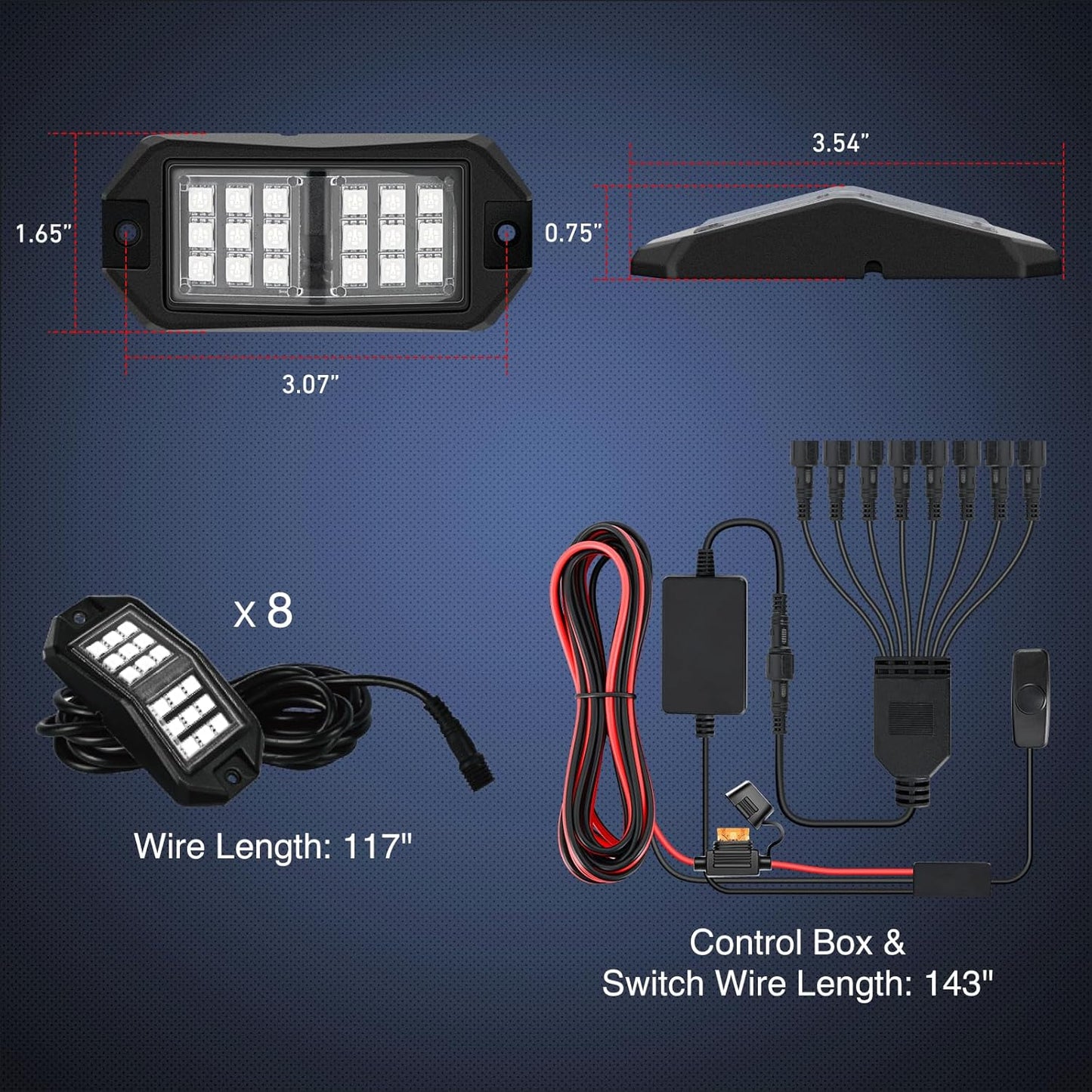 Nilight RGB LED Rock Lights Kit 8 PCS 18LED Wide Angle Wheel Well Light with Remote & Bluetooth App Dual Control Multi Modes Underglow Multicolor Neon Pod for ATV UTV SUV Offroad Truck RZR Boat