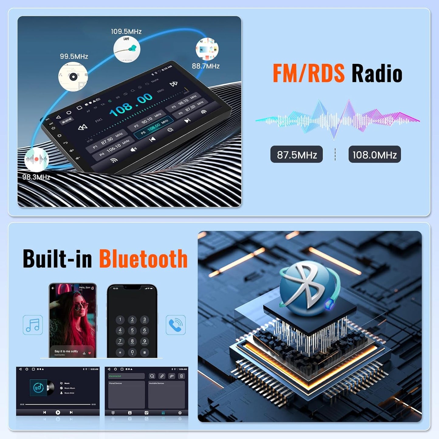 [2+64GB] Android 15 Car Stereo for Hyundai Accent 2010-2016 with Wireless CarPlay Android Auto, 9 Inch Touch Screen Car Radio for Accent with GPS WiFi, Bluetooth FM/RDS EQ 26UI AHD Rear Camera