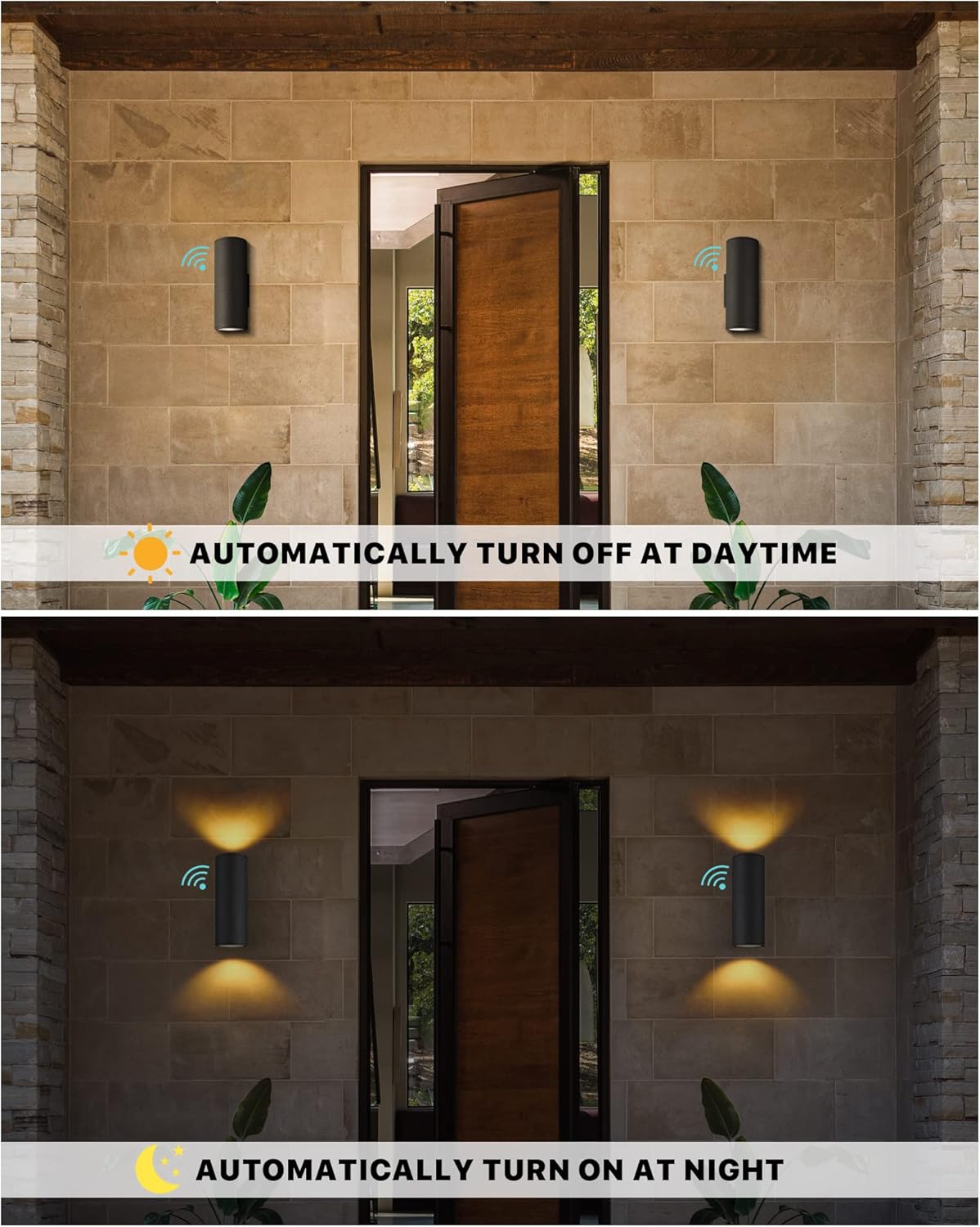 Ken & Ricky Dusk to Dawn Outdoor Lighting,Outdoor Wall Sconce Lights, Black Exterior Lighting Fixtures,Cylinder Outdoor Light Fixtures for House Garage Front Door Patio Entryway 2 Pack