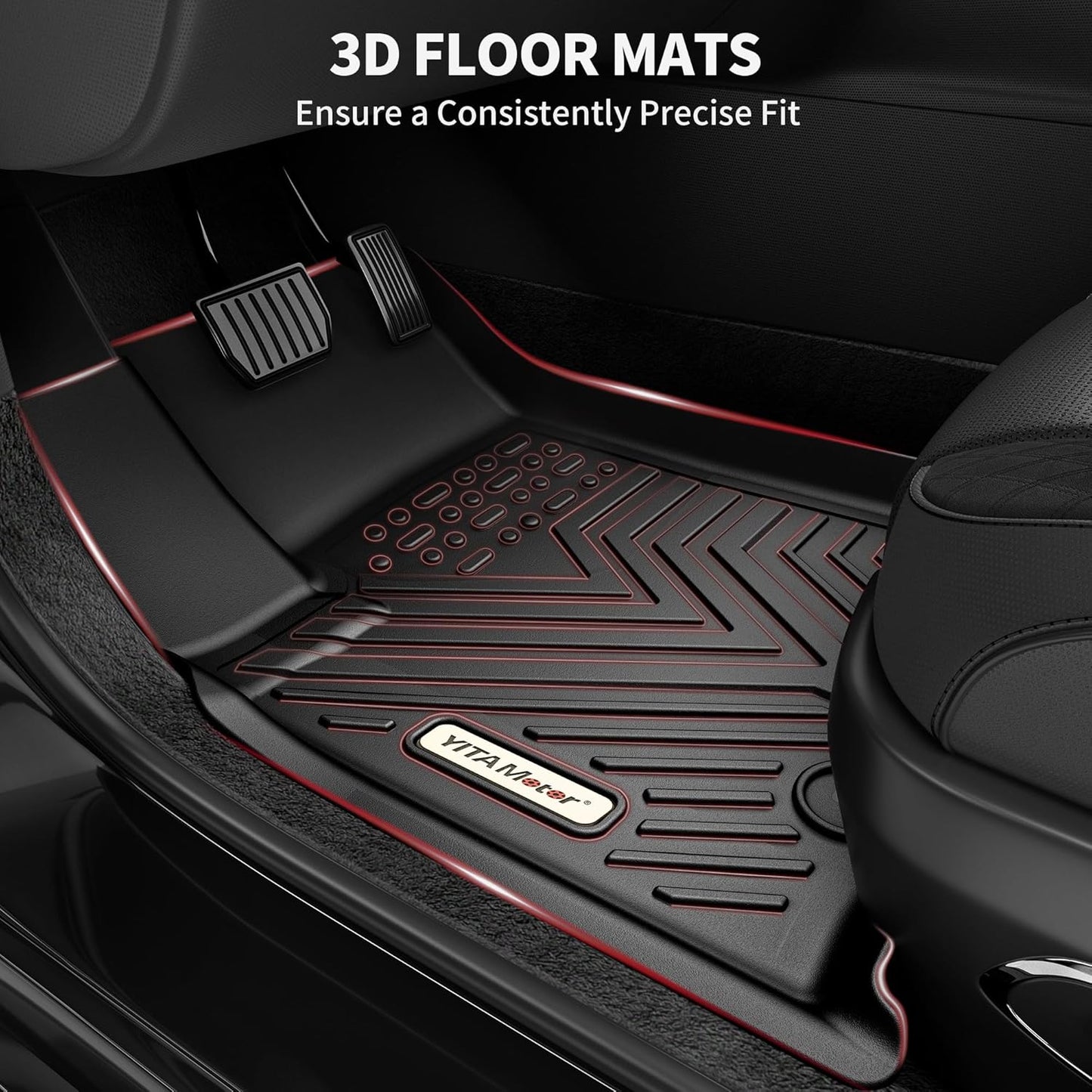 YITAMOTOR Floor Mats Compatible with 2021-2025 Ford Bronco Sport, All Weather Protection Custom Fit Black 2 Row Floor Mats Liner Set
