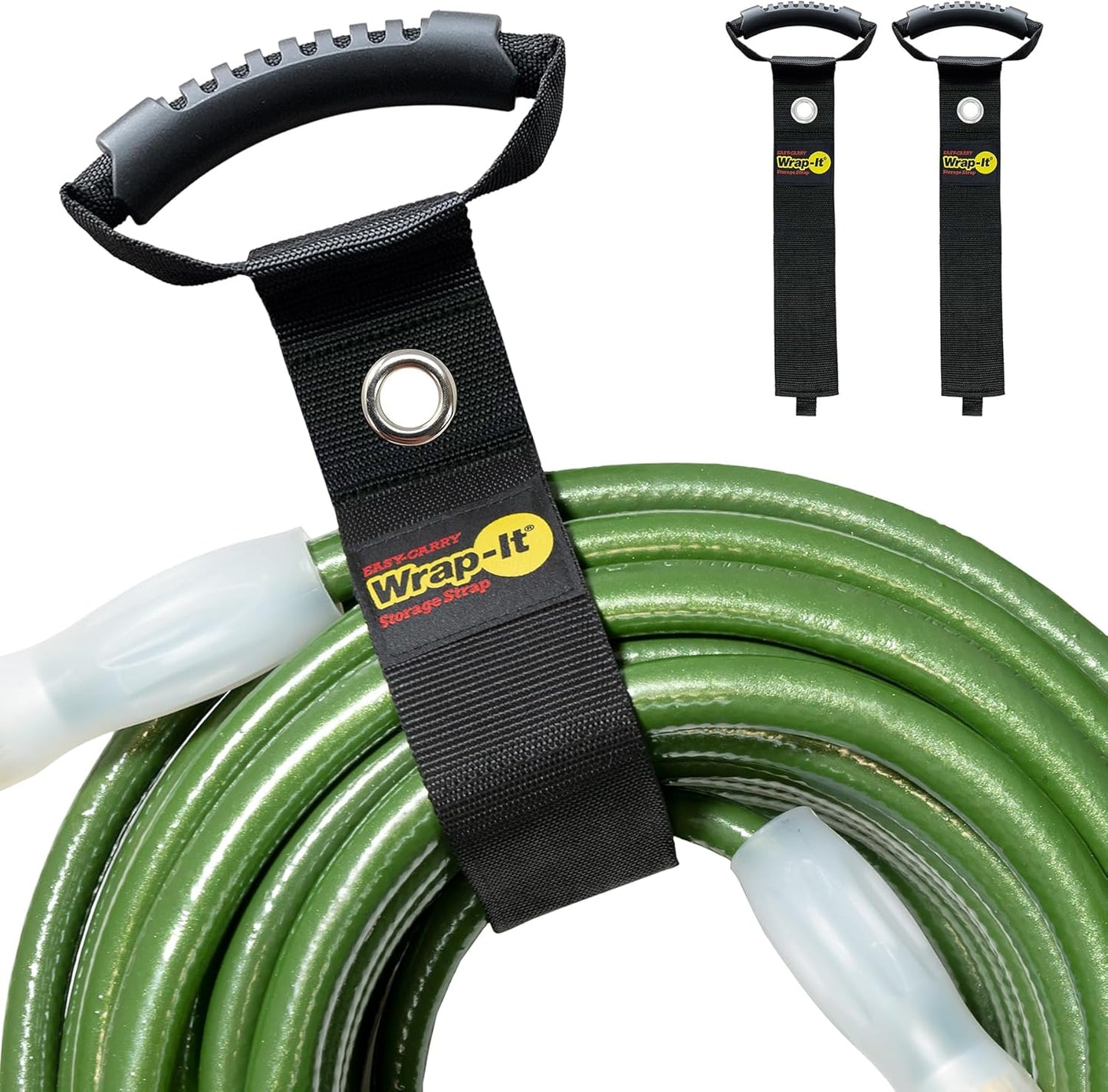 Easy-Carry Wrap-It Storage Straps - 28” (2-Pack) Black with Grommet - Cord Wrap and Hose Organizer for Your RV Tool Kit