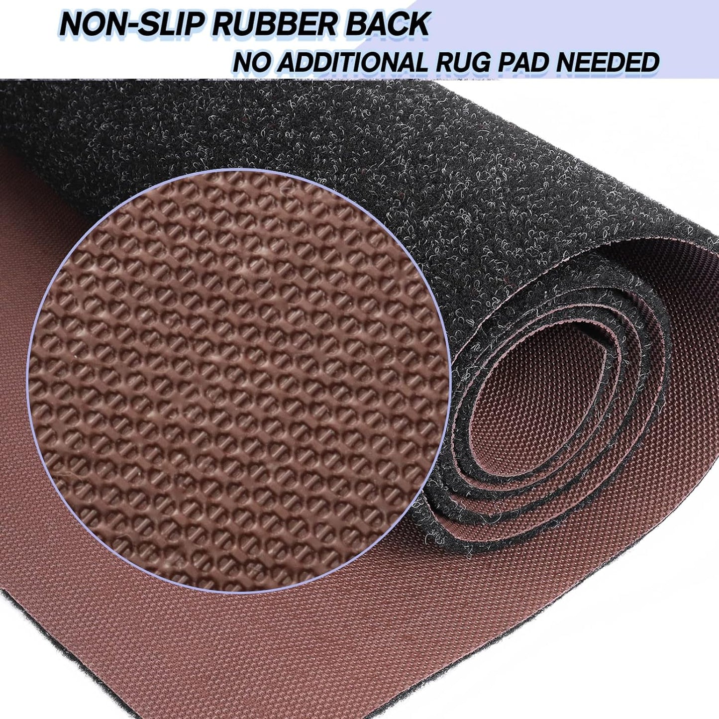 Custom Size Backed Non-Slip Area Rugs Runner, Easy Clean, Waterproof Runner Rugs for Hallway Entryway, Kitchen, Laundry, 3FT x 15FT, Black