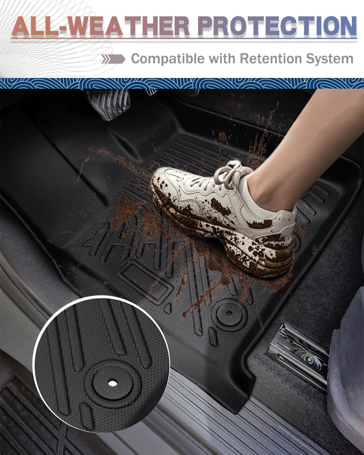 Icyhaws® Floor Mats & Cargo Liner for Nissan Armada/Infiniti QX80 2025 7 Seats, All-Weather TPE Waterproof Carpet Car Liner Anti-Slip Tech Front/Rear/Third Row Automotive Accessories for Nissan/QX80