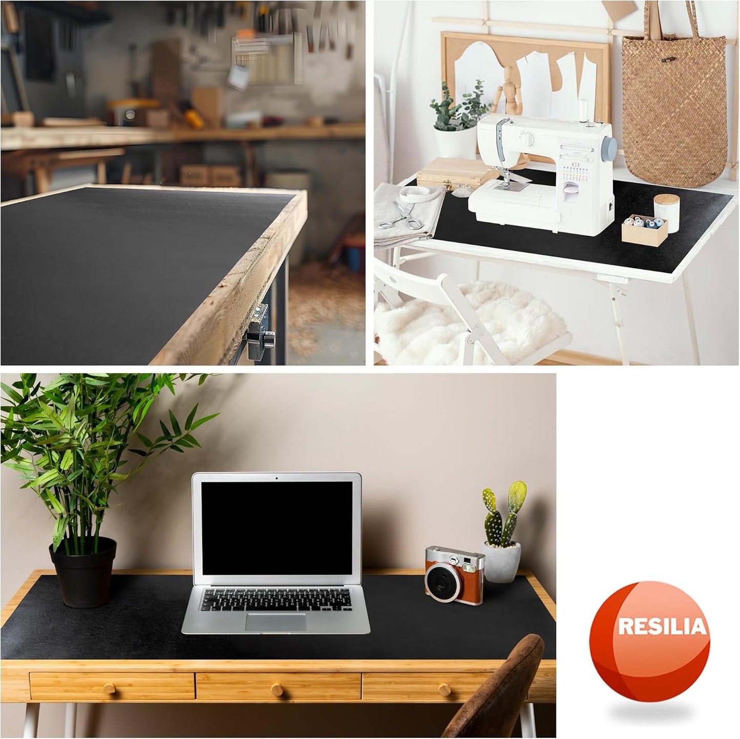 RESILIA Work Bench Mat - 40" X 96", Scratch-Resistant PVC Mats - Protect Your Workbench, Table, or Tool Station from Painting, Woodworking, Crafting, Building, & More, Black, Made in The USA