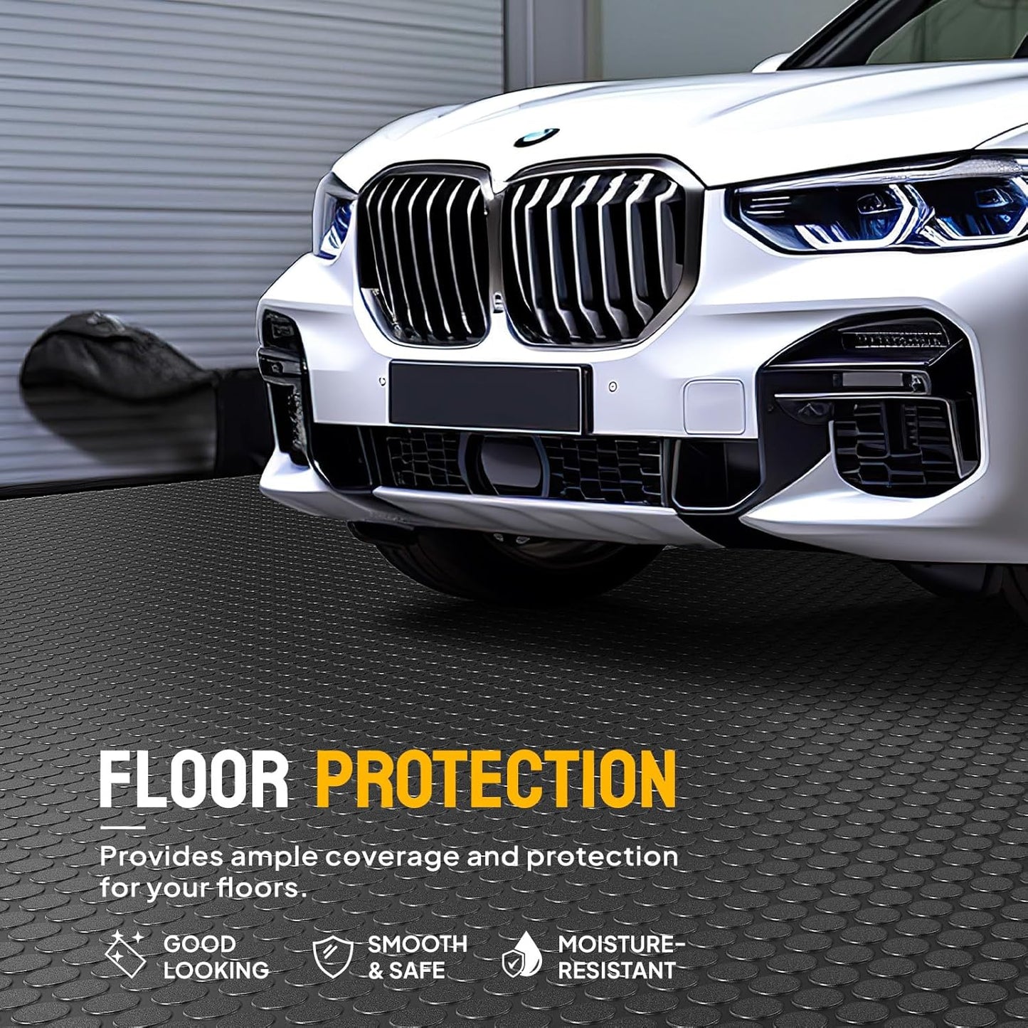 TUFFIOM 7.5 x 17 FT Garage Floor Mat, Thickened Coin Plate PVC Garage Mats Flooring Roll for Under Car, Garage Car Parking Mats for Compact SUVS, Sports Car