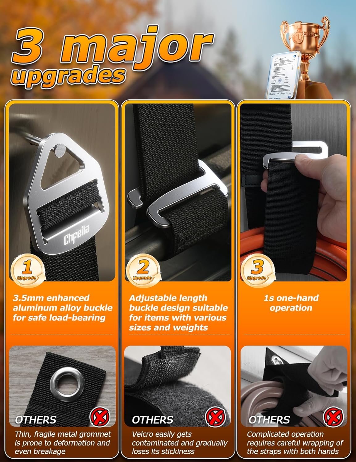 8 Pack One Hand Operation [1s Tighten by Gravity] Adjustable Extension Cord Organizer Holder, Hose Rope Storage Straps Wrap for RV Shed Workshop Garage Organization, Gadgets Tools Gifts for Dad Men