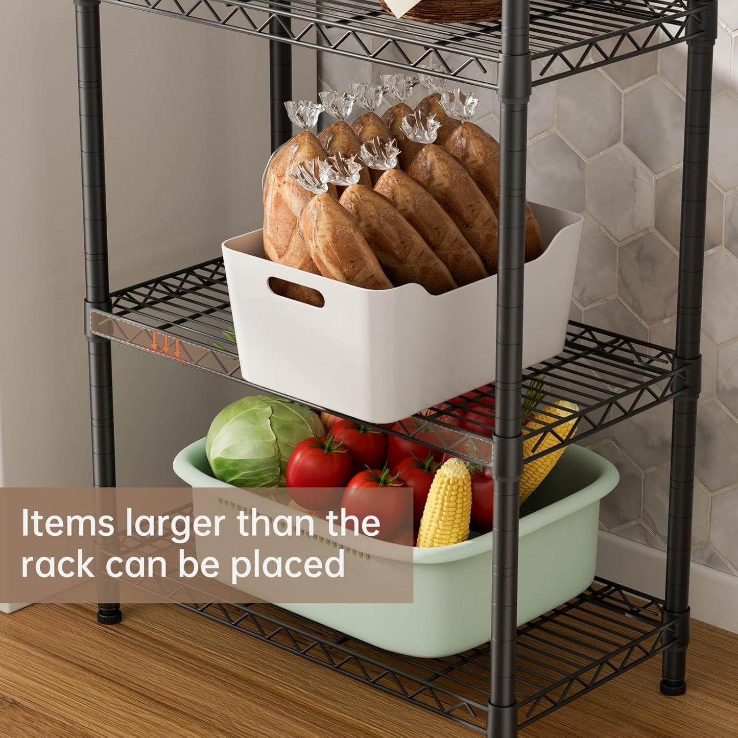 SINGAYE 6 Garage Heavy Duty Shelving Unit Kitchen Pantry Close Home Organizers and Storage Bathroom Shelf Laundry Room Organization Industrial Book Metal Wire Adjustable Shelves