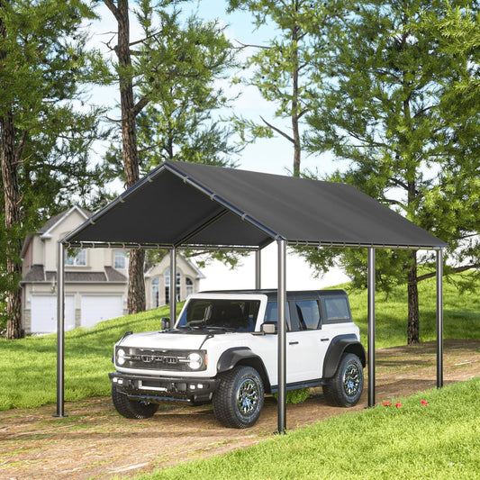 10x20ft Portable Car Tent Garage with UV Resistant Canopy, Easy to Assemble Portable Garage, Stable Carport for Car, Bike, Camp, Outdoor Storage (Grey)