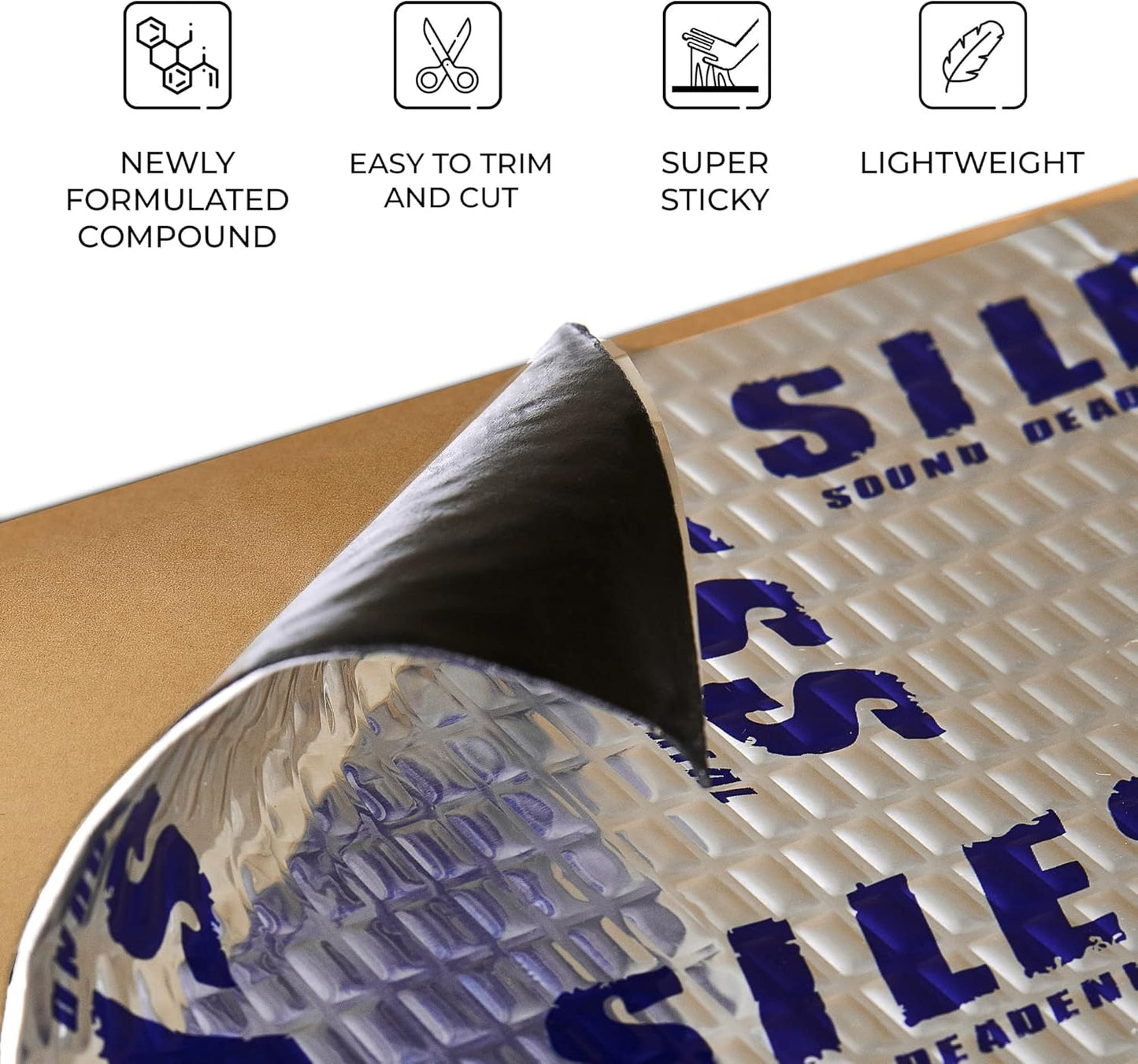 Siless 50 mil (1.3mm) 52 sqft Car Sound Deadening mat - Butyl Automotive Sound Deadener - Noise Insulation and Vibration Dampening Material ( 52 sqft)