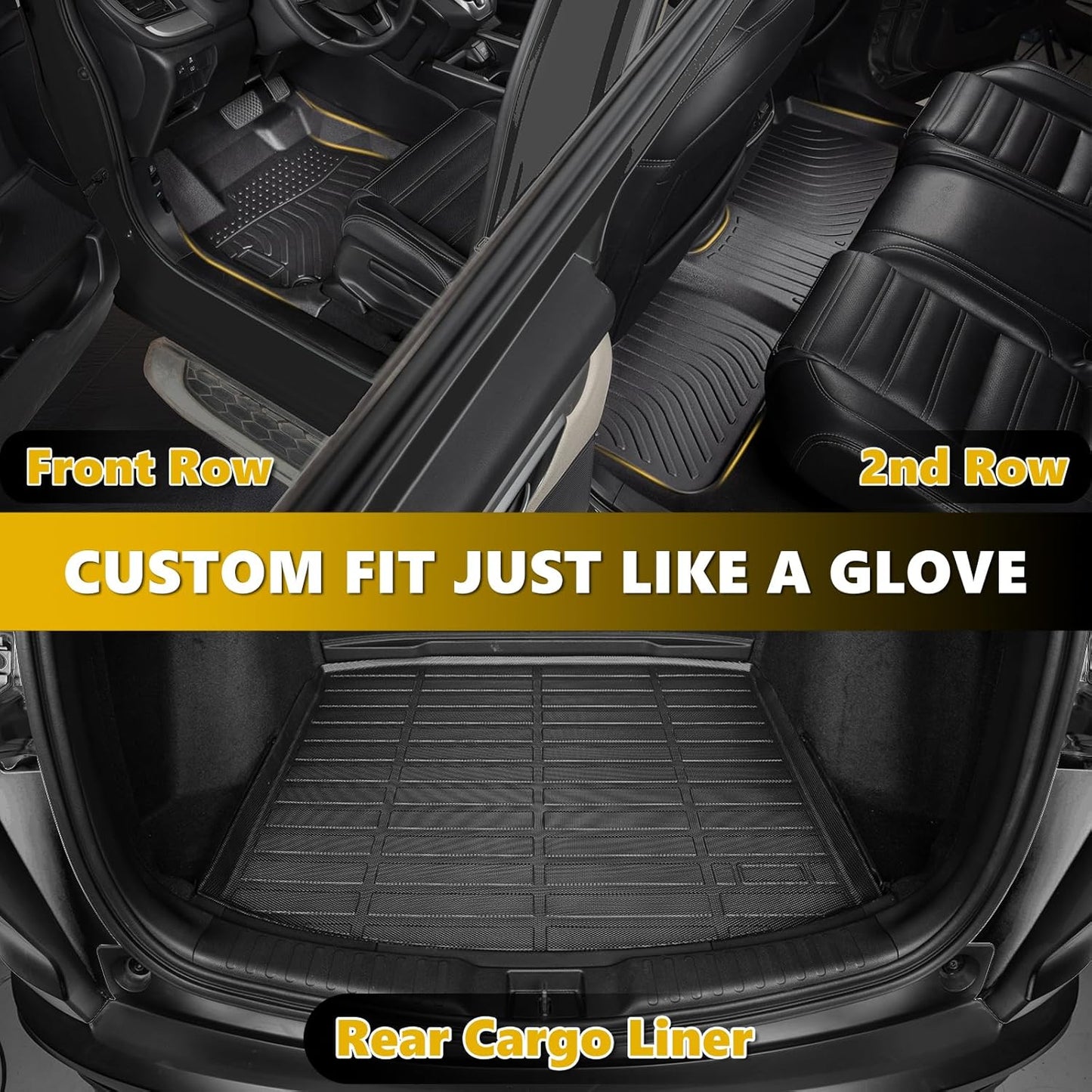 GINOWY-Floor Mats & Cargo Liner for Mercedes Benz GLE 2020-2025, GLE 350丨GLE 450丨43 AMG丨53 AMG丨580丨63 AMG S (No for Coupe), All Weather Car Mats for Mercedes GLE Accessories Car Mats