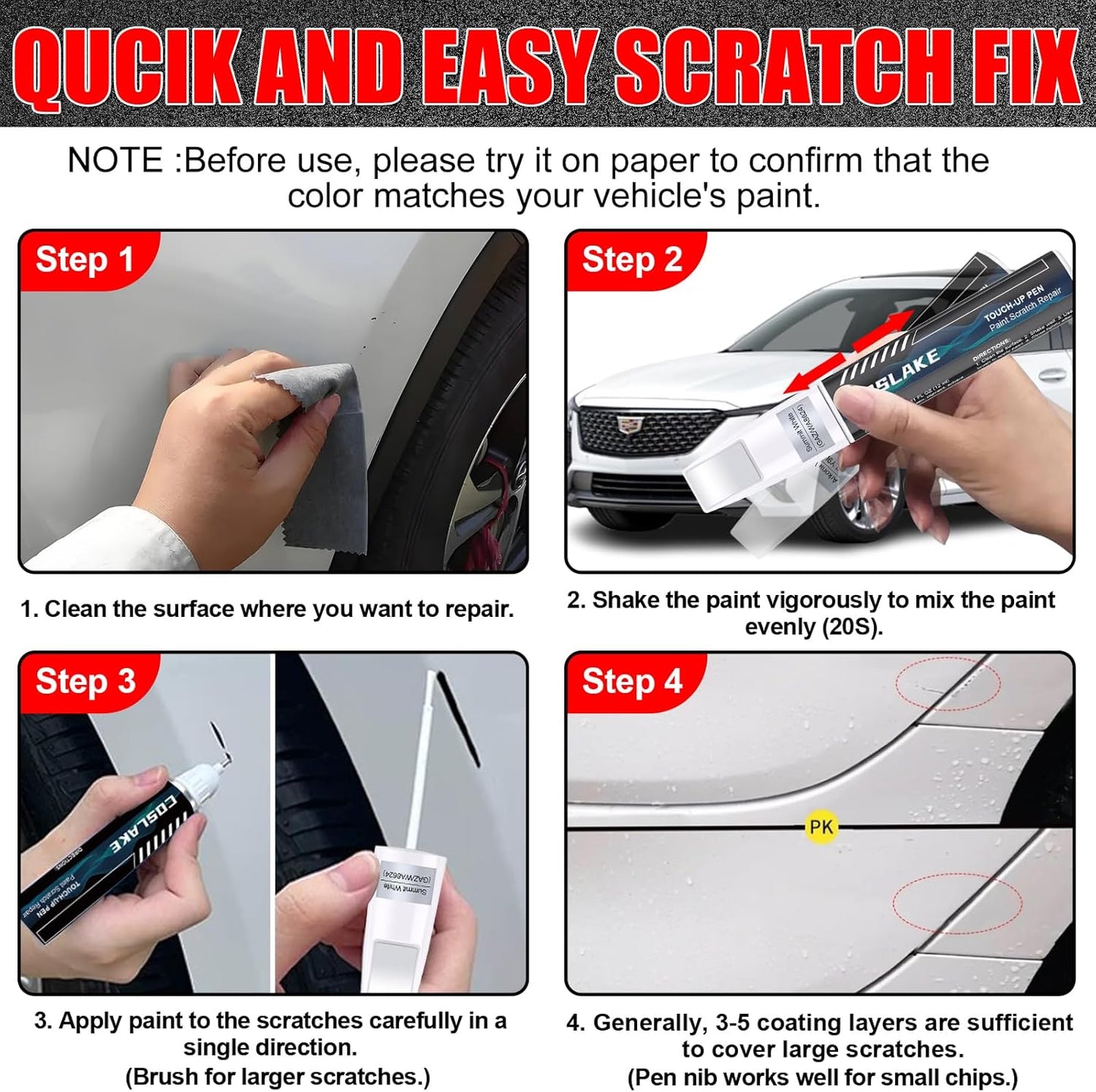 Car Touch Up Paint(Deep Sea Metallic(GXP/WA136H)) for Cadillac, Car Paint Scratch Repair Kit, Quick & Easy Solution to Repair, 2 in 1 Scratch Remover Pen with 2PCS Disposable Micro Applicators