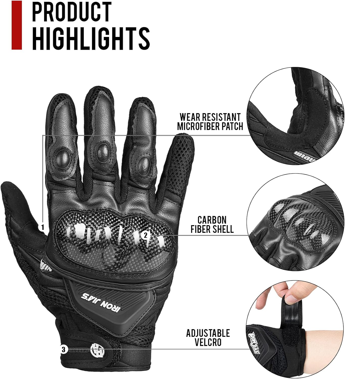 Motorcycle Gloves Touch Screen for Men Women Padding Hard Knuckle Cycling Motorbike ATV Hiking Riding Climbing Glove