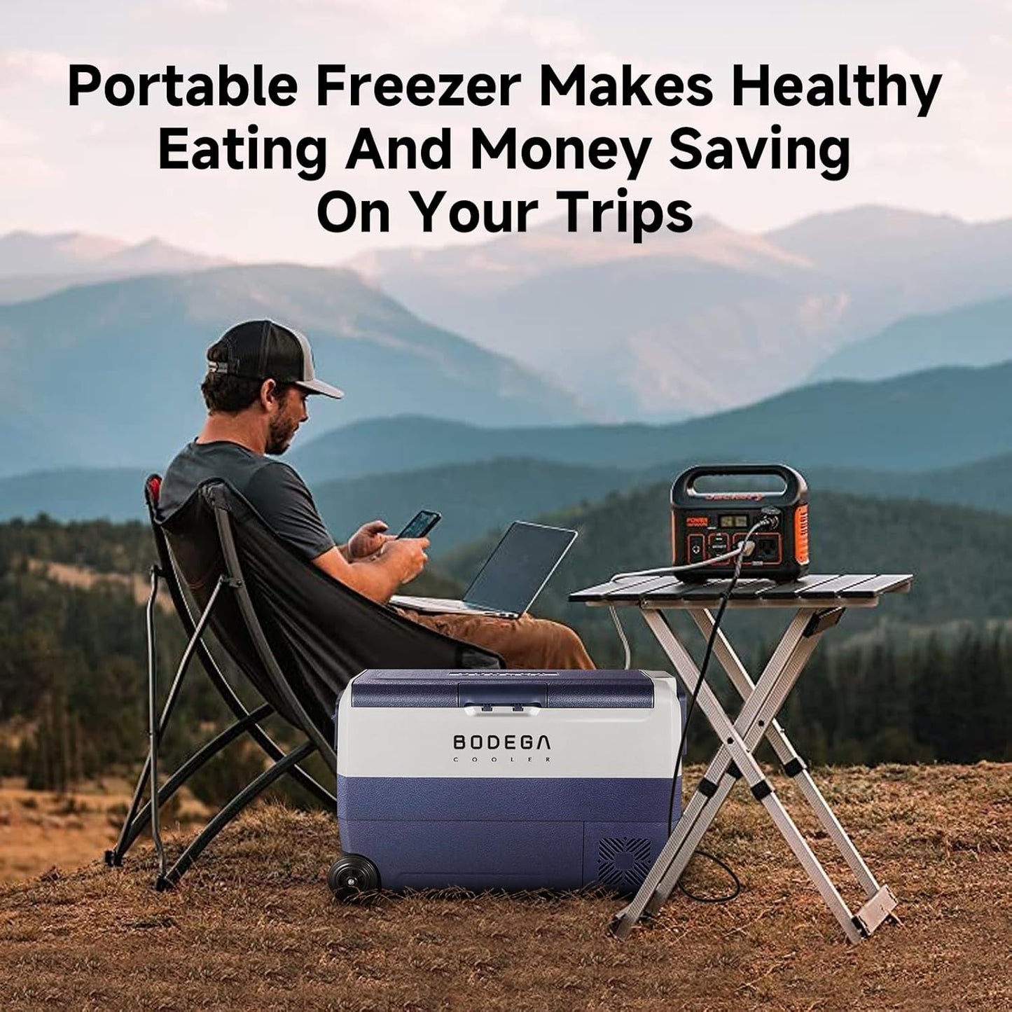 BODEGACOOLER 【Upgraded】 12 Volt Refrigerator, Portable Freezer,Car Fridge Dual Zone APP Control, 53 Quart（50L）-4℉-68℉ RV Car Cooler 12/24V DC and 100-240V AC for Outdoor, Vehicles, Camping, Travel