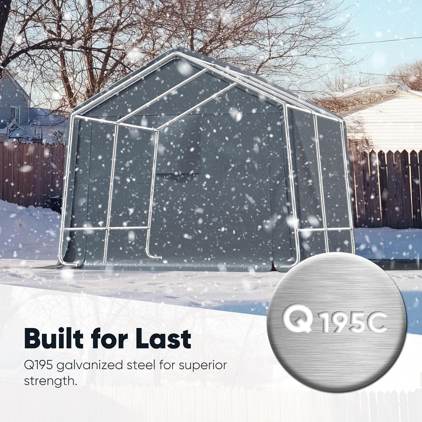 Quictent Heavy Duty 10x10FT Carport Shelter with Roll-Up Mesh Windows & Reinforced Frame, Portable Garage Canopy for Motorcycle Storage, Outdoor Equipment, Patio Furniture Cover - Dark Gray