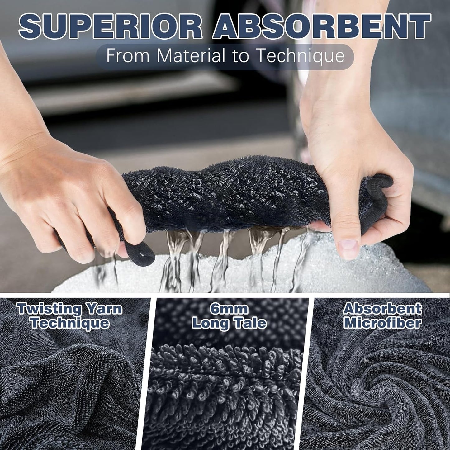 Microfiber Towels for Cars 2-Pack, 1300 GSM Ultra-Soft Microfiber, 35" x 27.5" & 19.7" x 11.8" Towels are Great for Car and Home Cleanups, No Streaks, Scratches Or Water Spots