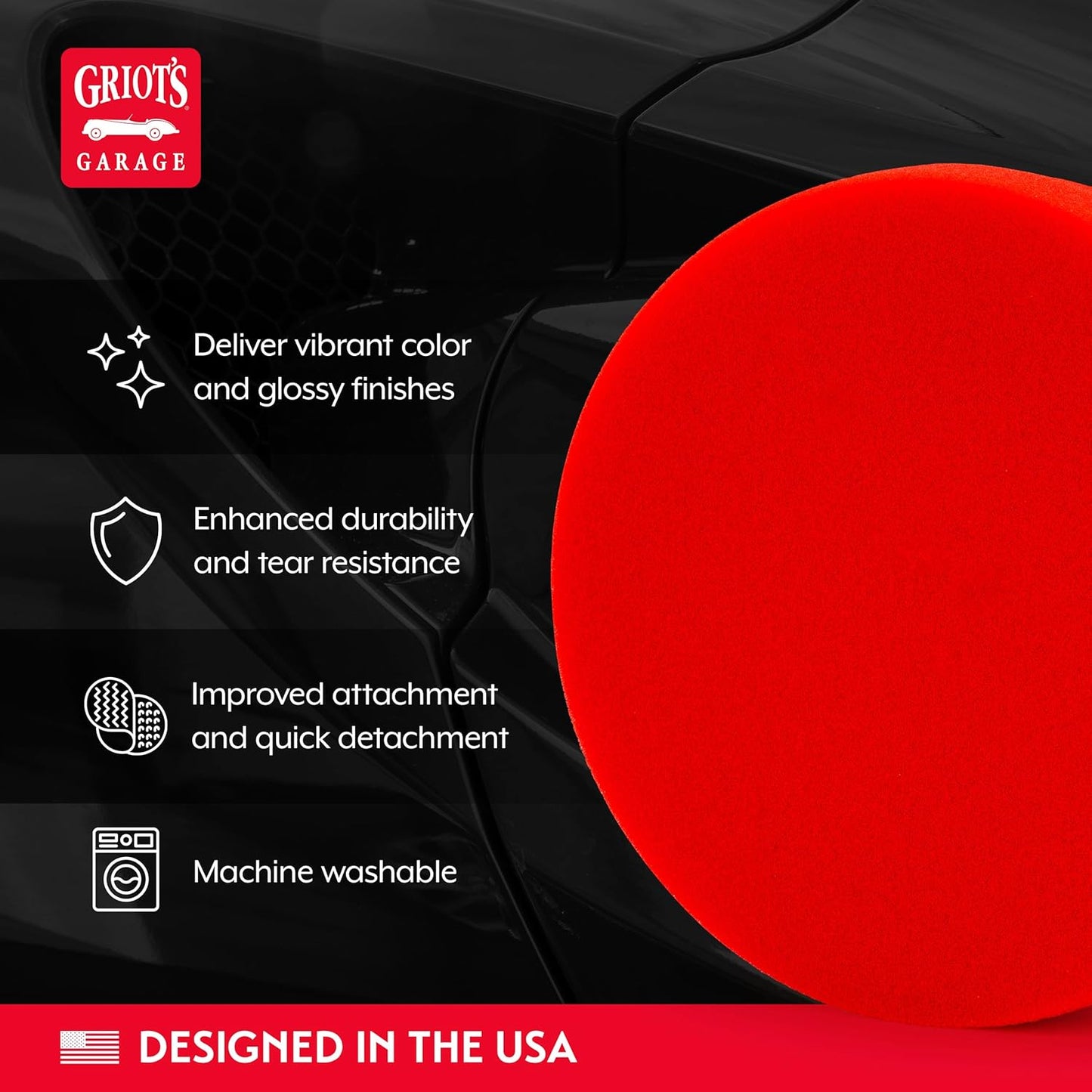 Griot's Garage 5.5” Red Foam Waxing Pads for Car Detailing, Polishing and Buffing Pads for Use with Waxes and Sealants, 10525, Set of 2