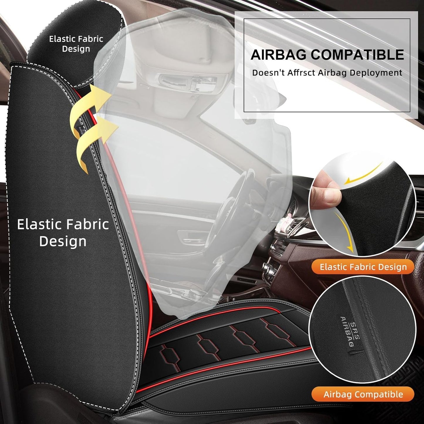 Seat Covers Fit for Honda Ridgeline 2006-2024 2025: Crew Cab 5 Seats Car Seat Covers Faux Leather Truck Pickup Seat Cushion Protector - Front Seats with Armrests(Full Set, Redline)