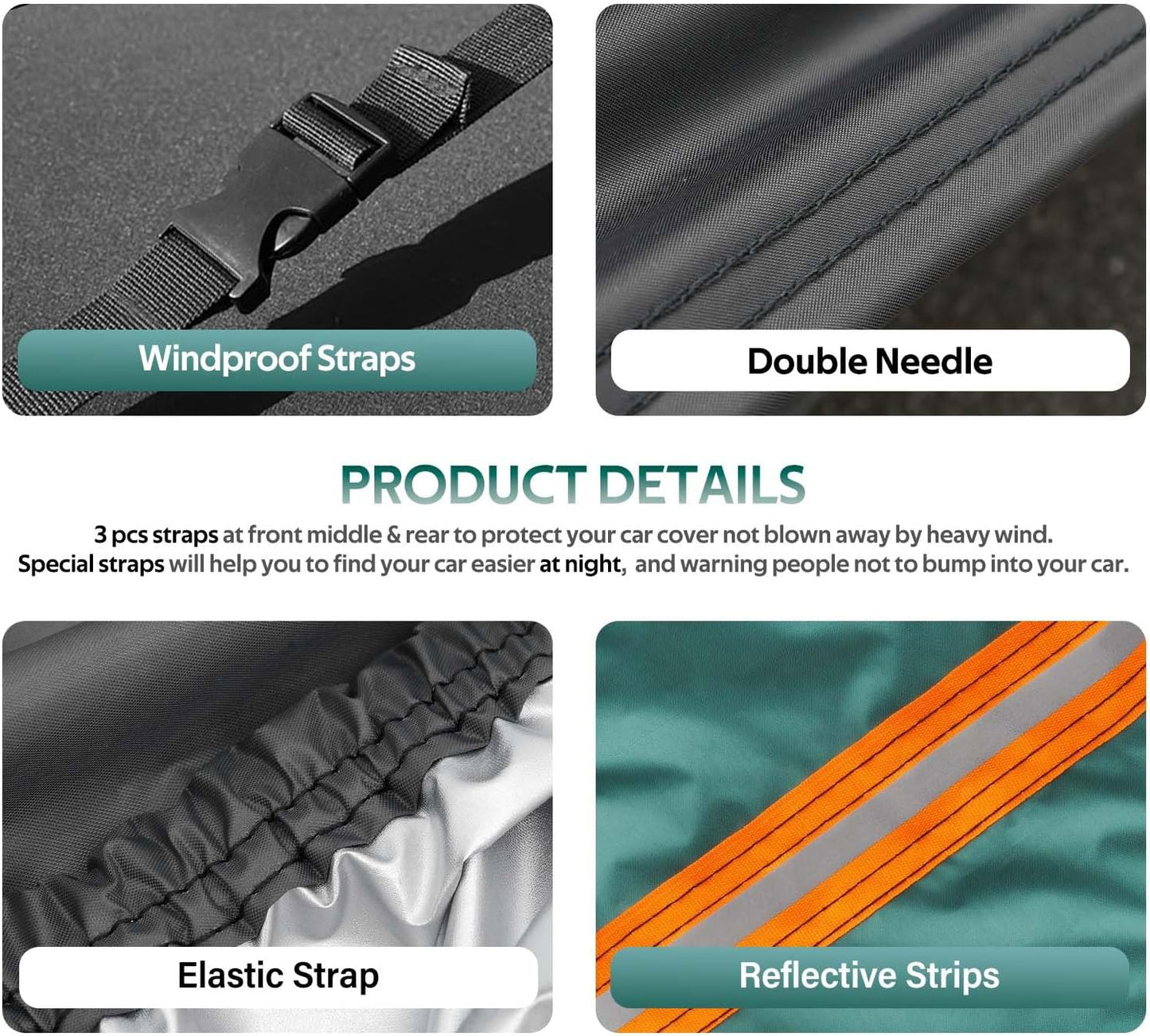 Full Exterior Covers Waterproof All Weather for Sedan & Coupe, Universal Fit for Dodge Charger, Cadillac CTS, BMW 740 750 Rain Winter Sun Protection. (Length: 194"-208")