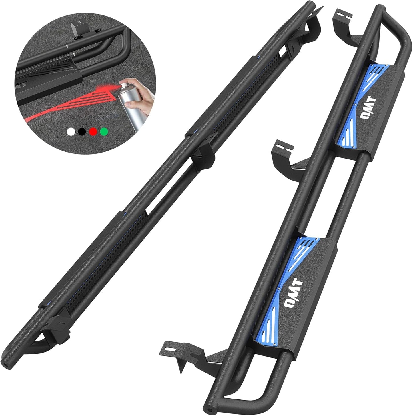 Running Boards Compatible with Toyota Tacoma Double Cab 2005-2023, 6.6" Side Steps with Paintable Step Plates, Heavy Duty Nerf Bar with Triple-Shield Anti-Corrosion Technology, Single Stair