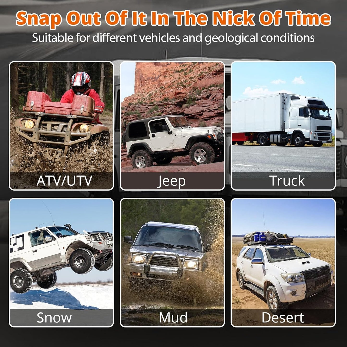 Kinetic Recovery Tow Rope 1-1/8" x20ft Offroad Snatch Strap 48000lbs Heavy Duty Towing Straps Kit for Trucks SUV UTV ATV Tractor Car Jeep