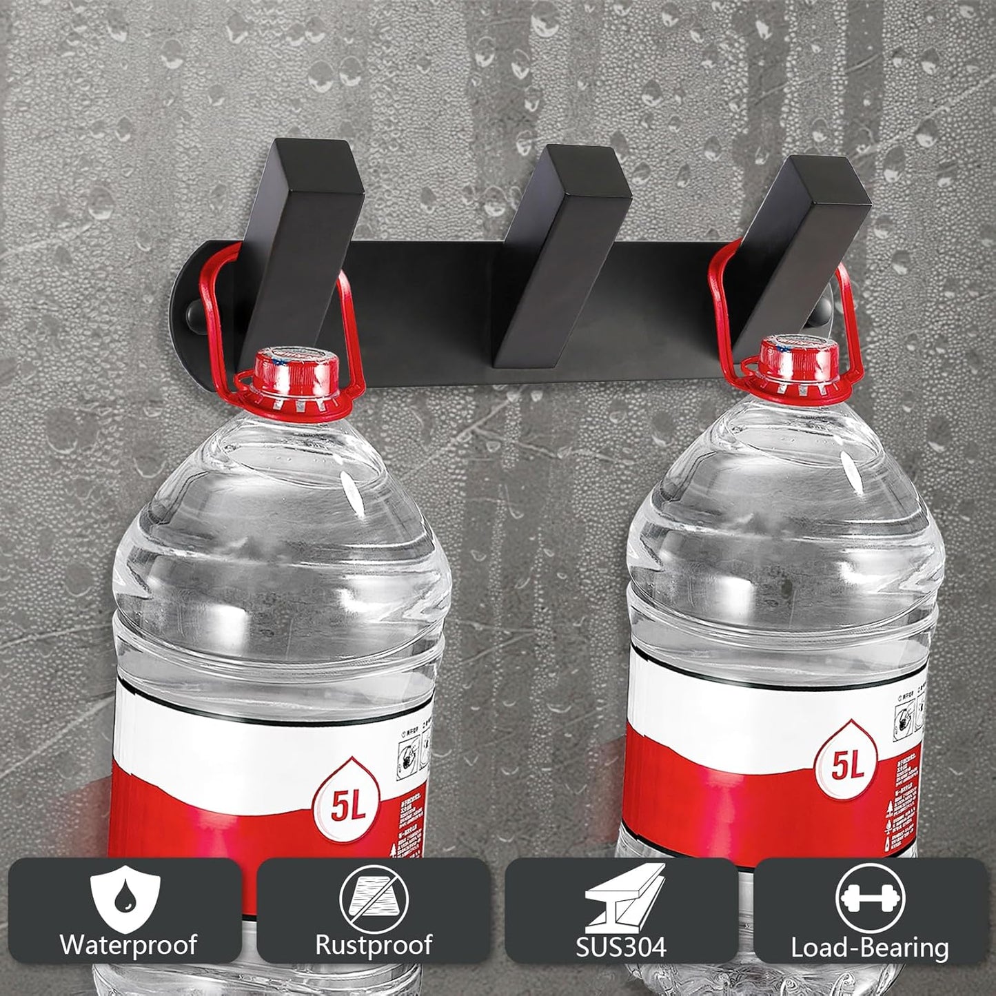 NINETREX Coat Rack Wall Mounted, Black Metal Coat Rack with 3 Coat Hooks Heavy Duty Coat Hanger Hooks Bag Hat Towel Rack for Entryway, Bathroom, Bedroom, Kitchen, and Hallway(Black,Square)