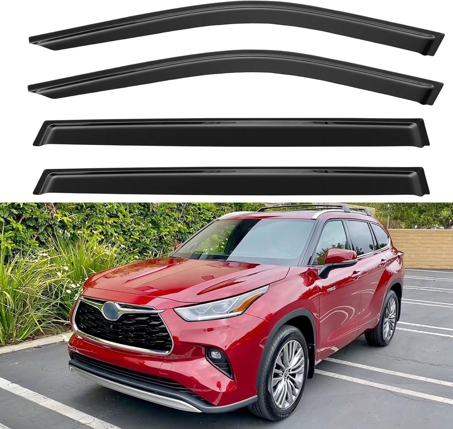 Window Visors Rain Guards for 2020-2025 Toyota Highlander, Out-Channel Window Vent Wind Deflectors Visors Shades for 20 21 22 23 24 25 Highlander