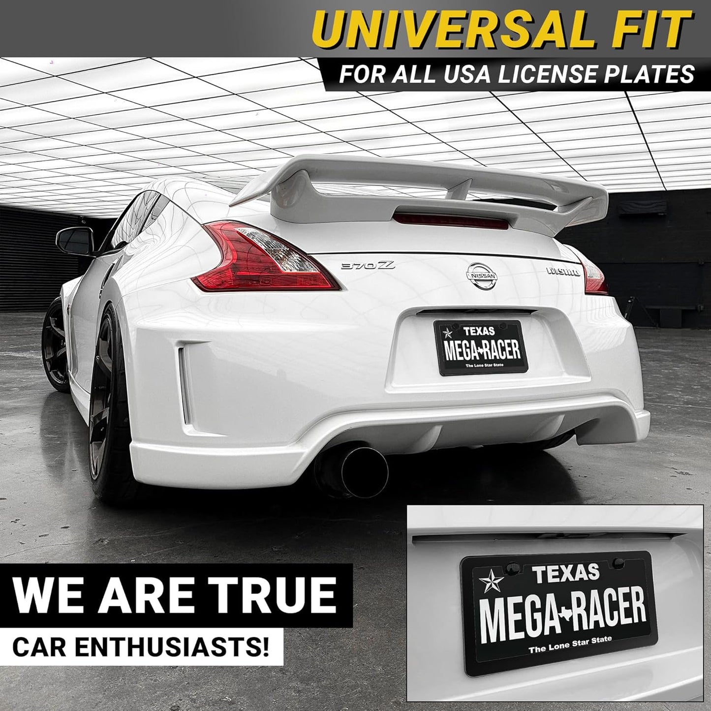 Premium Slim Matte Black License Plate Frame – 1 Pack, Rust-Free Stainless Steel & Rattle-Free, Street Legal, Universal with Screw Covers, Thin Edged Metal Front or Rear Car Tag Holder for Men & Women